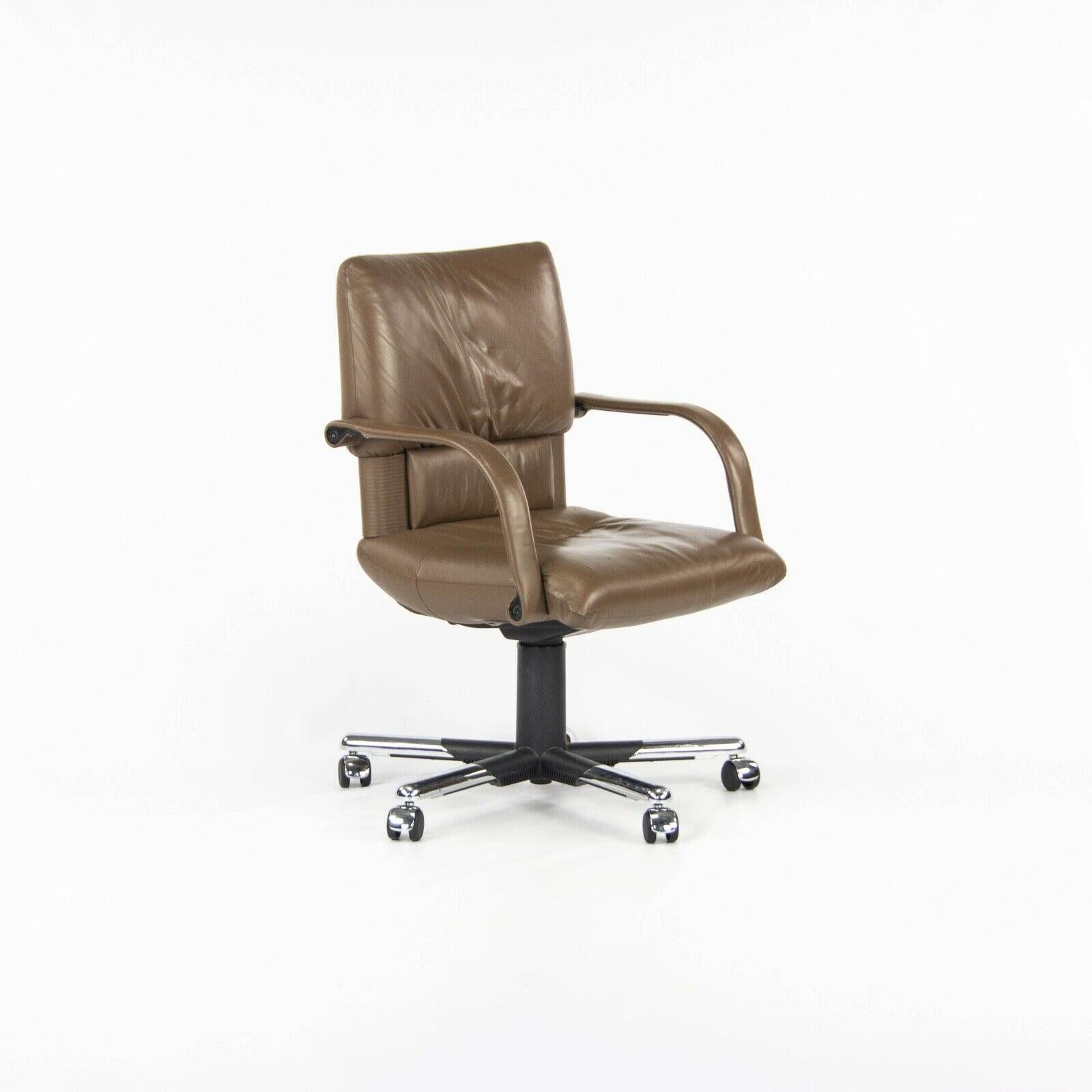 Moderne 1990 Mario Bellini Vitra Figura High Back Desk Chair in Brown Leather (Chaise de bureau à haut dossier en cuir Brown) en vente