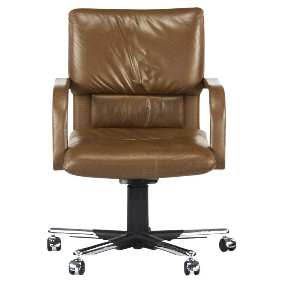 1990 Mario Bellini Vitra Figura High Back Desk Chair in Brown Leather (Chaise de bureau à haut dossier en cuir Brown)