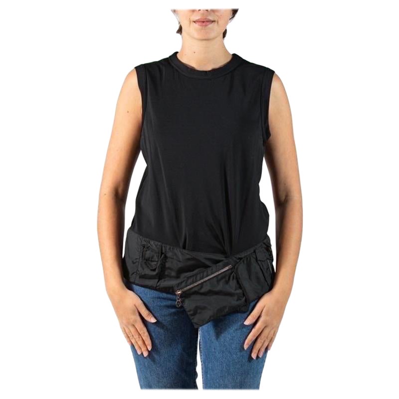 1990S Marithe + FRANCOIS GIRBAUD - Top in maglia nera in poliestere/lycra