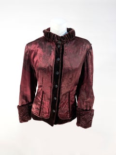 1990s Maroon Reversible Velvet and Silk Jacket