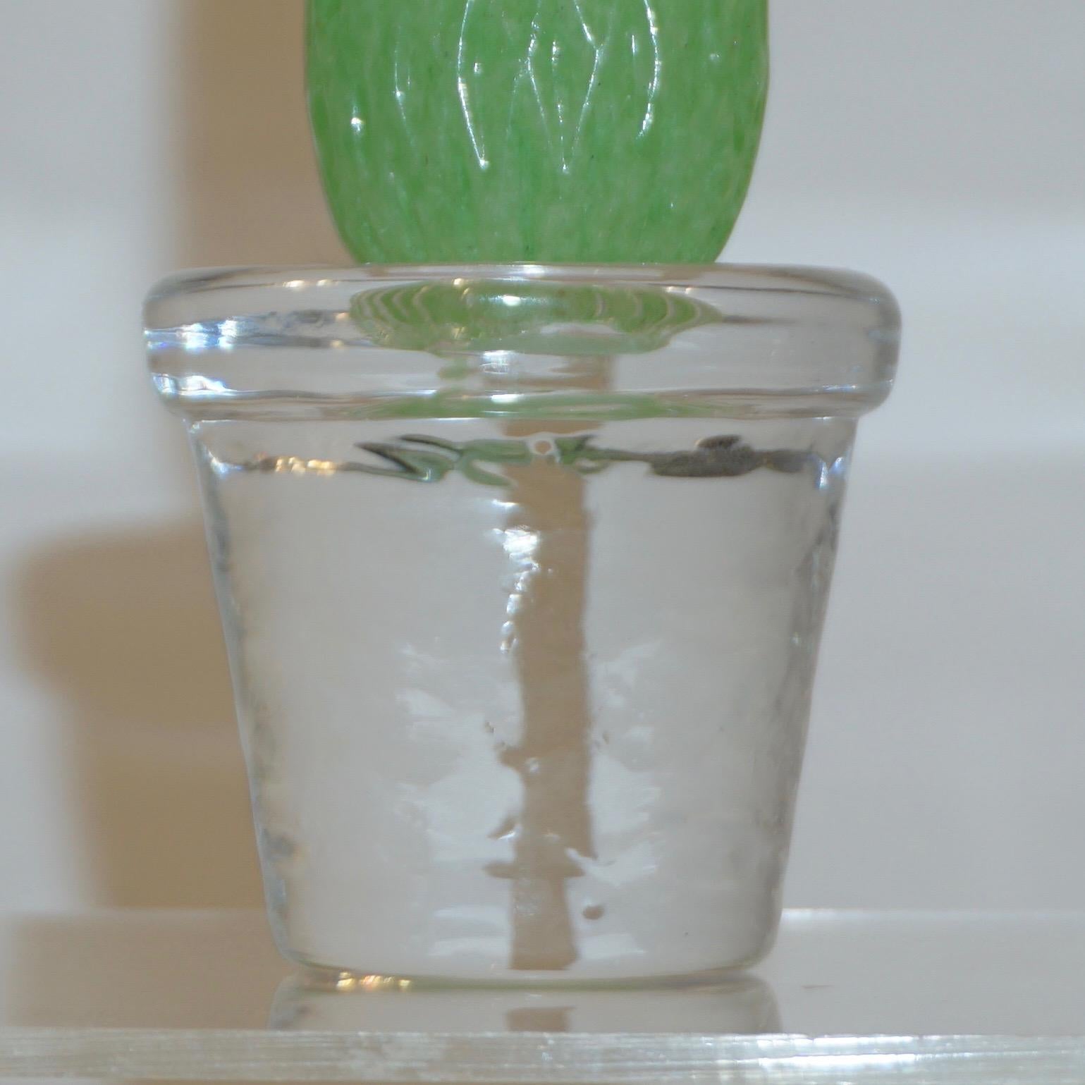 1990s Marta Marzotto Miniature Green Murano Glass Cactus Plants by Formia For Sale 4