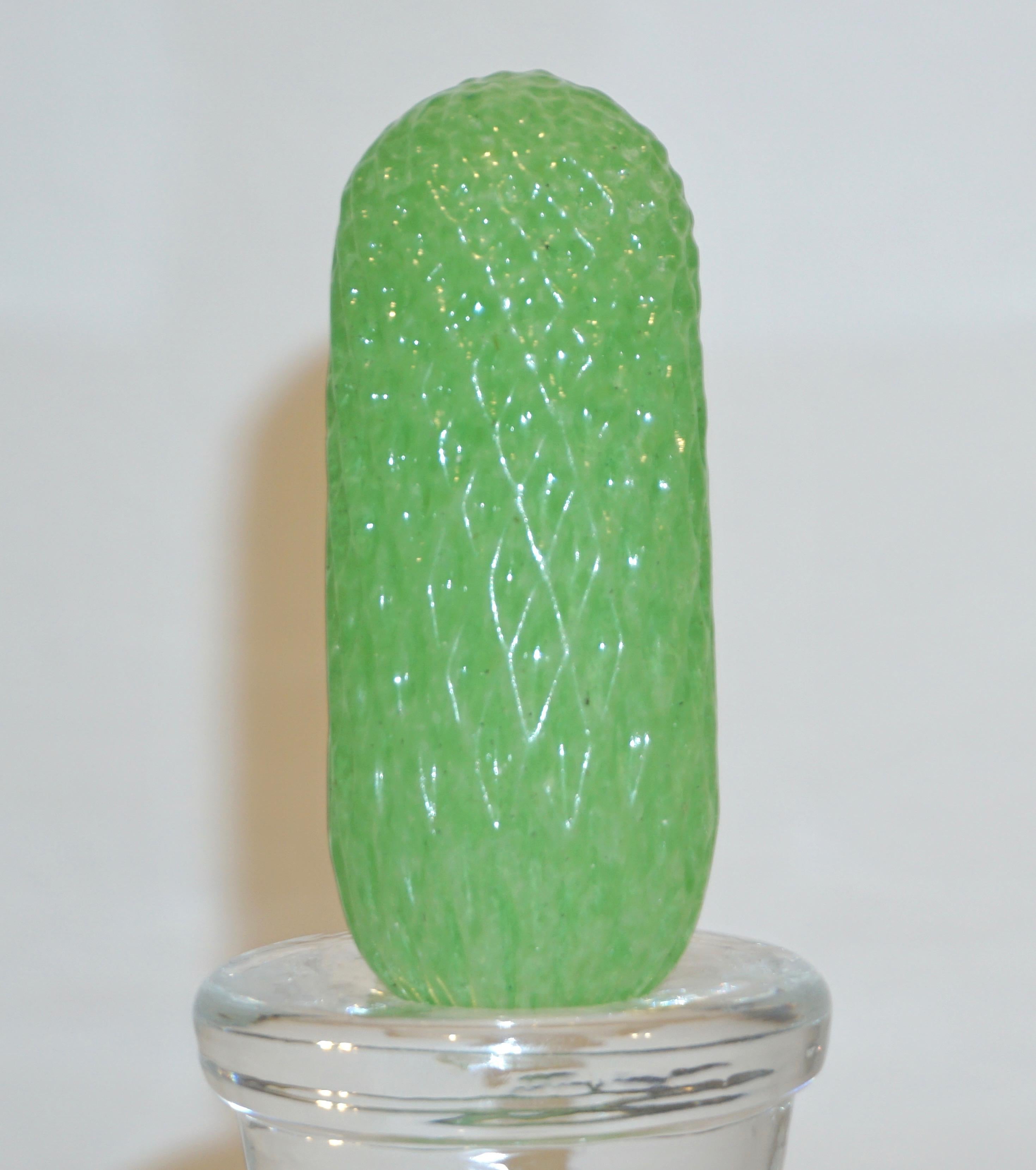 1990s Marta Marzotto Miniature Green Murano Glass Cactus Plants by Formia For Sale 5