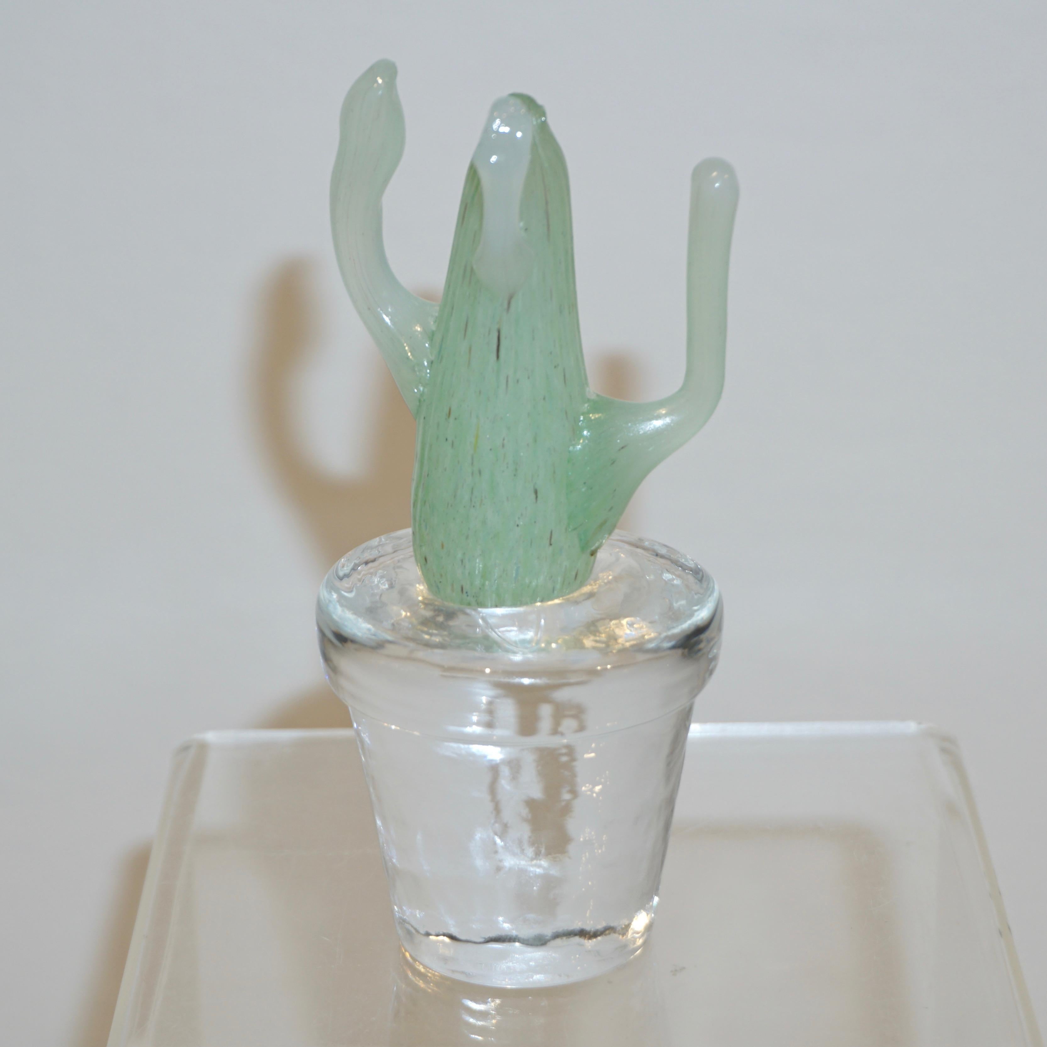 Organique Cactus en verre de Murano vert Marta Marzotto Miniature des années 1990 par Formia en vente