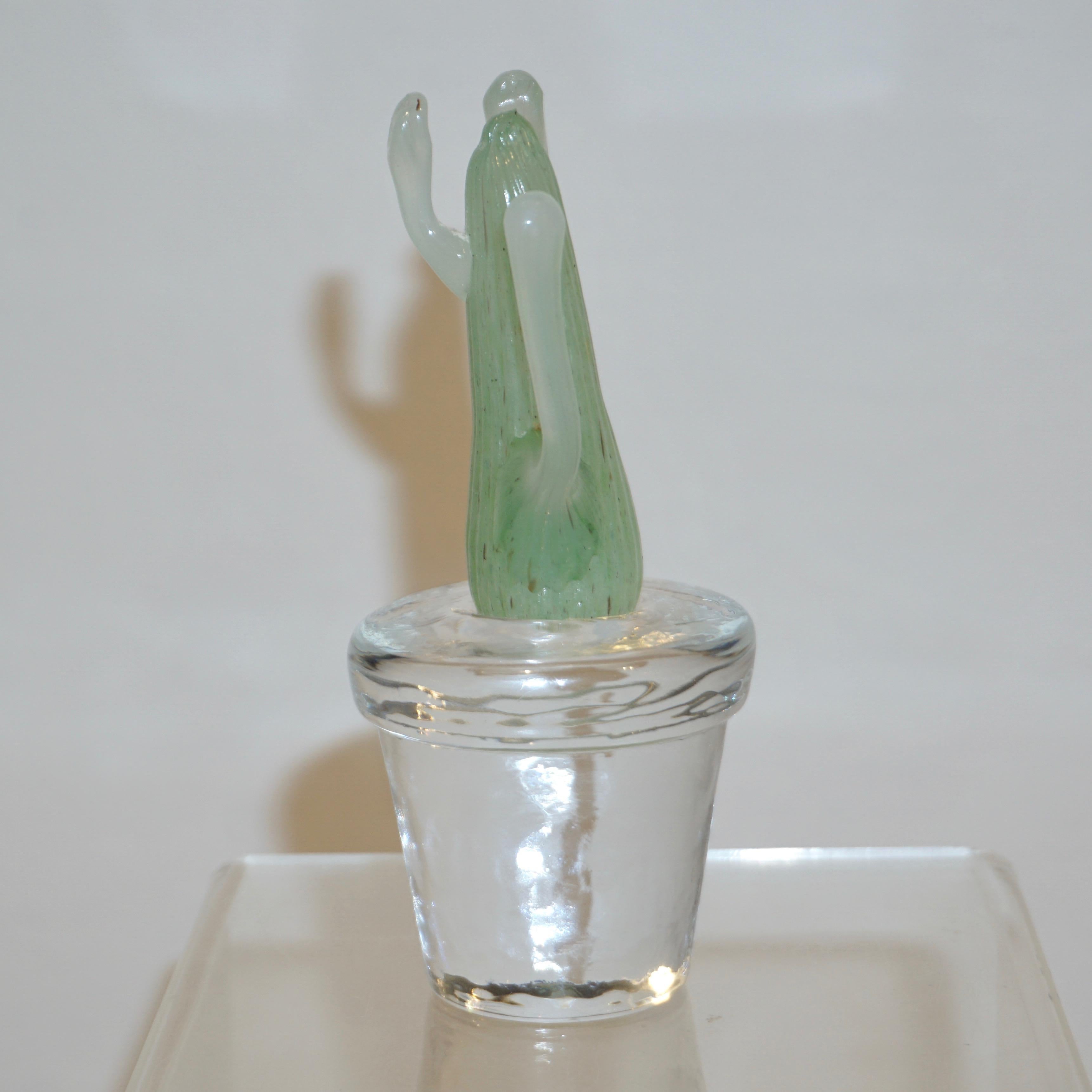 italien Cactus en verre de Murano vert Marta Marzotto Miniature des années 1990 par Formia en vente