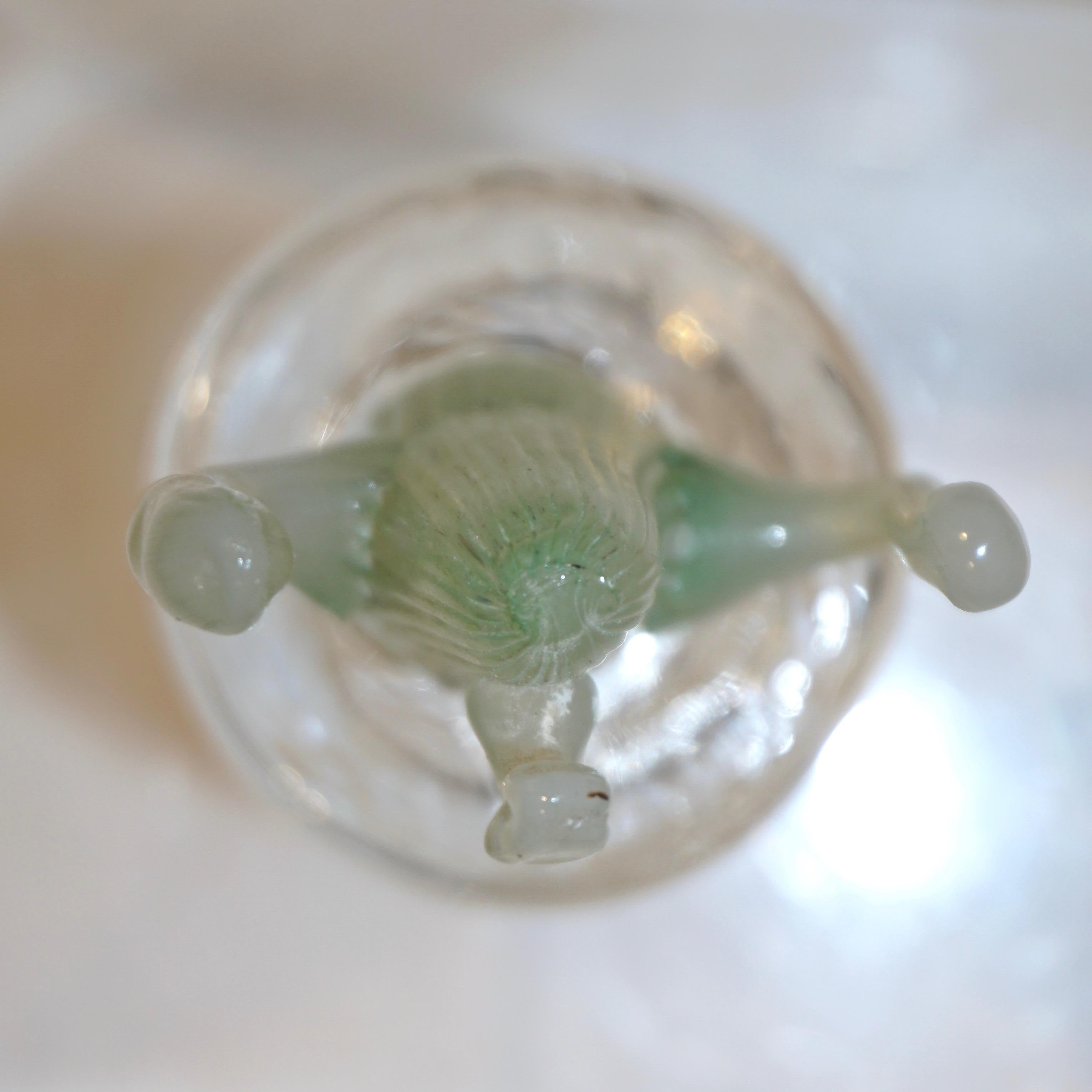 1990er Marta Marzotto Miniatur-Pflanzgefäße aus grünem Muranoglas von Formia (Handgefertigt) im Angebot