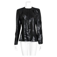 1990s Mary McFadden Vintage Black Sequin Evening Jacket Medium/Large