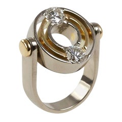 Mats Eskils Diamond and 18k Gold Kinetic Ring 1990s