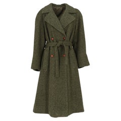 Retro 1990s Max Mara green wool double-breasted coat