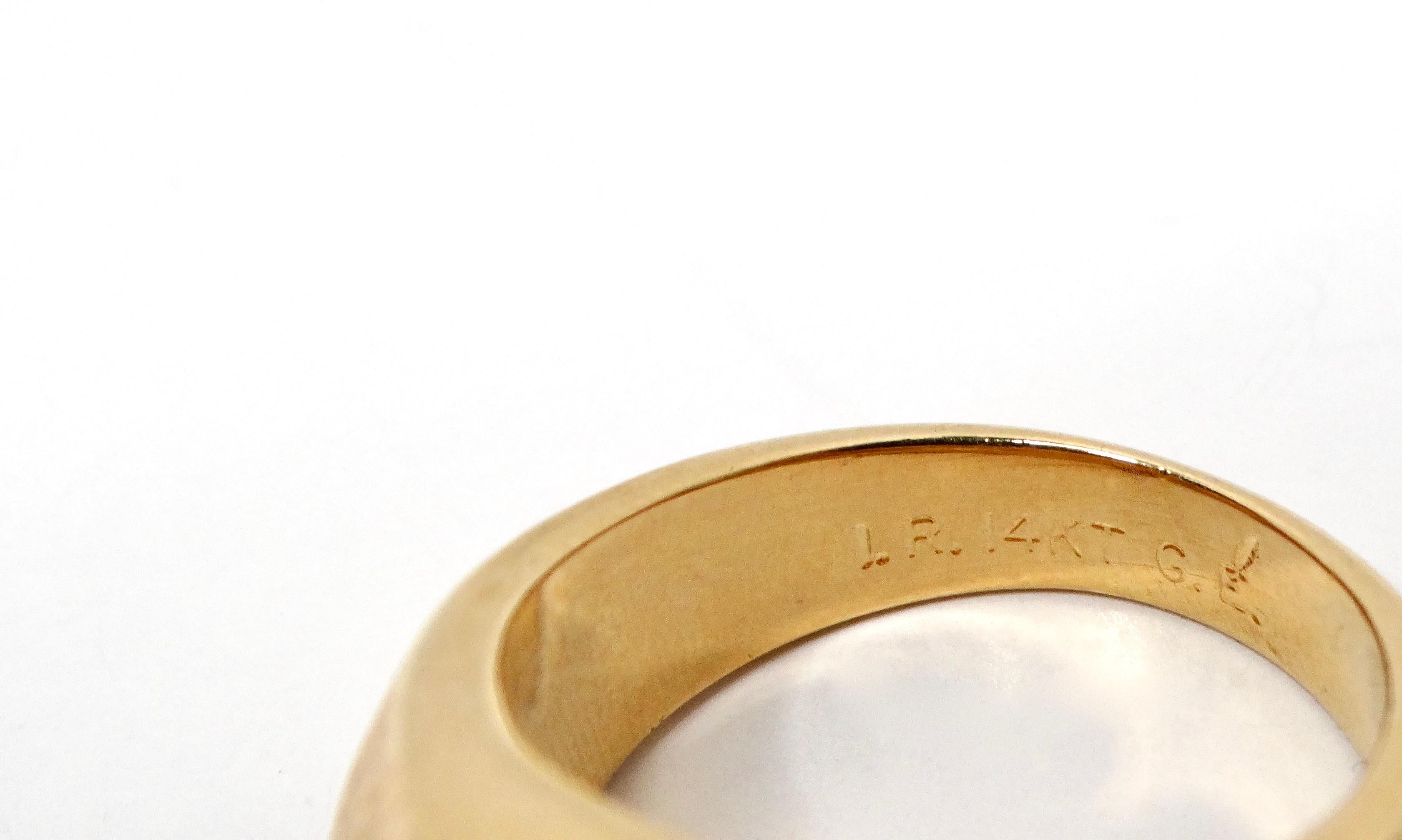 Femenino o masculino Anillo de cóctel grabado en oro de 14k con la moneda 