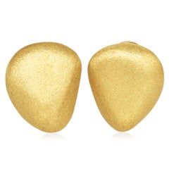 1990s MAZ 18K Elegant Brushed Gold Clip-On Earrings