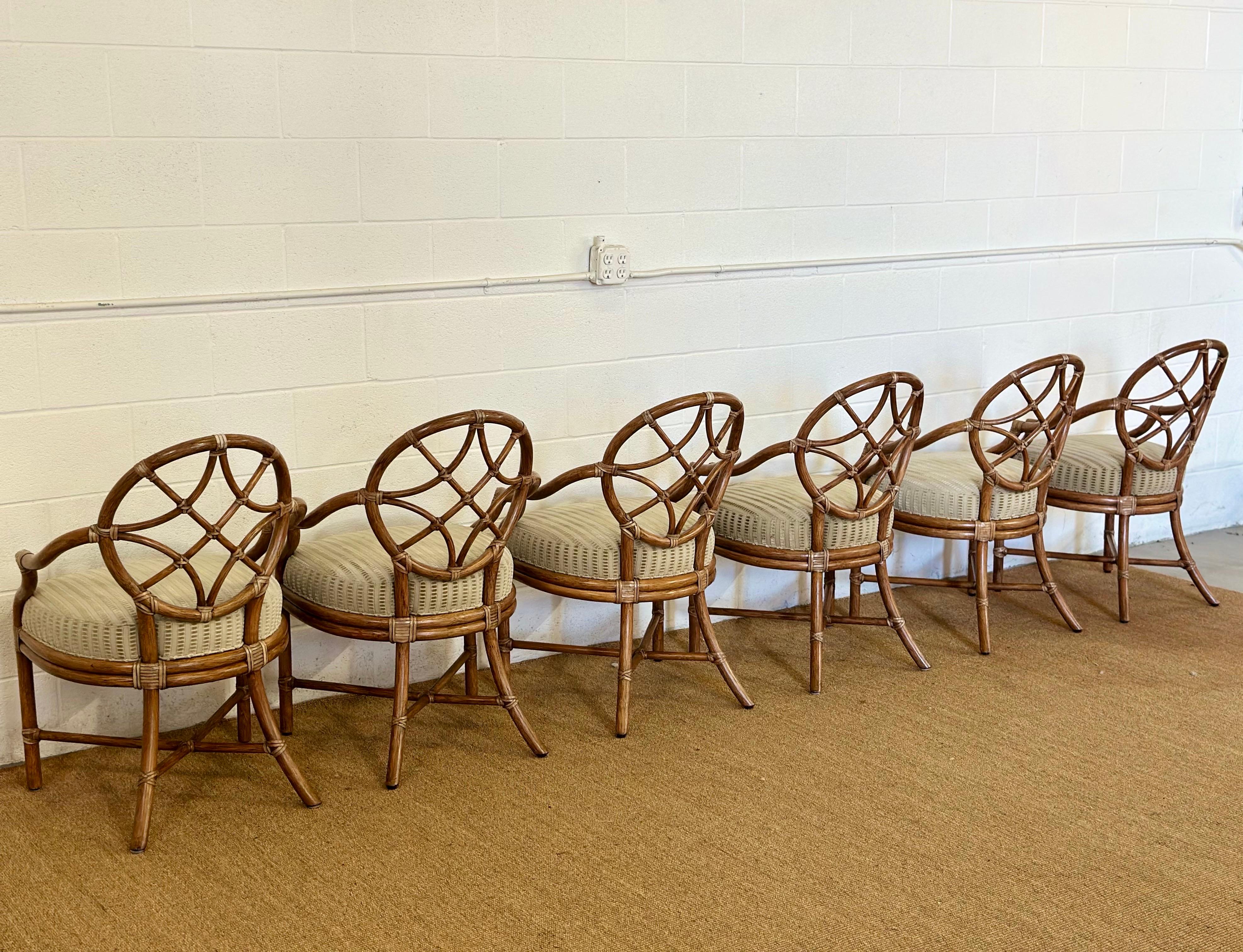 MY MODERN Chaises de salle à manger modernes en rotin à dossier ovale en treillis - Lot de 6 en vente 3