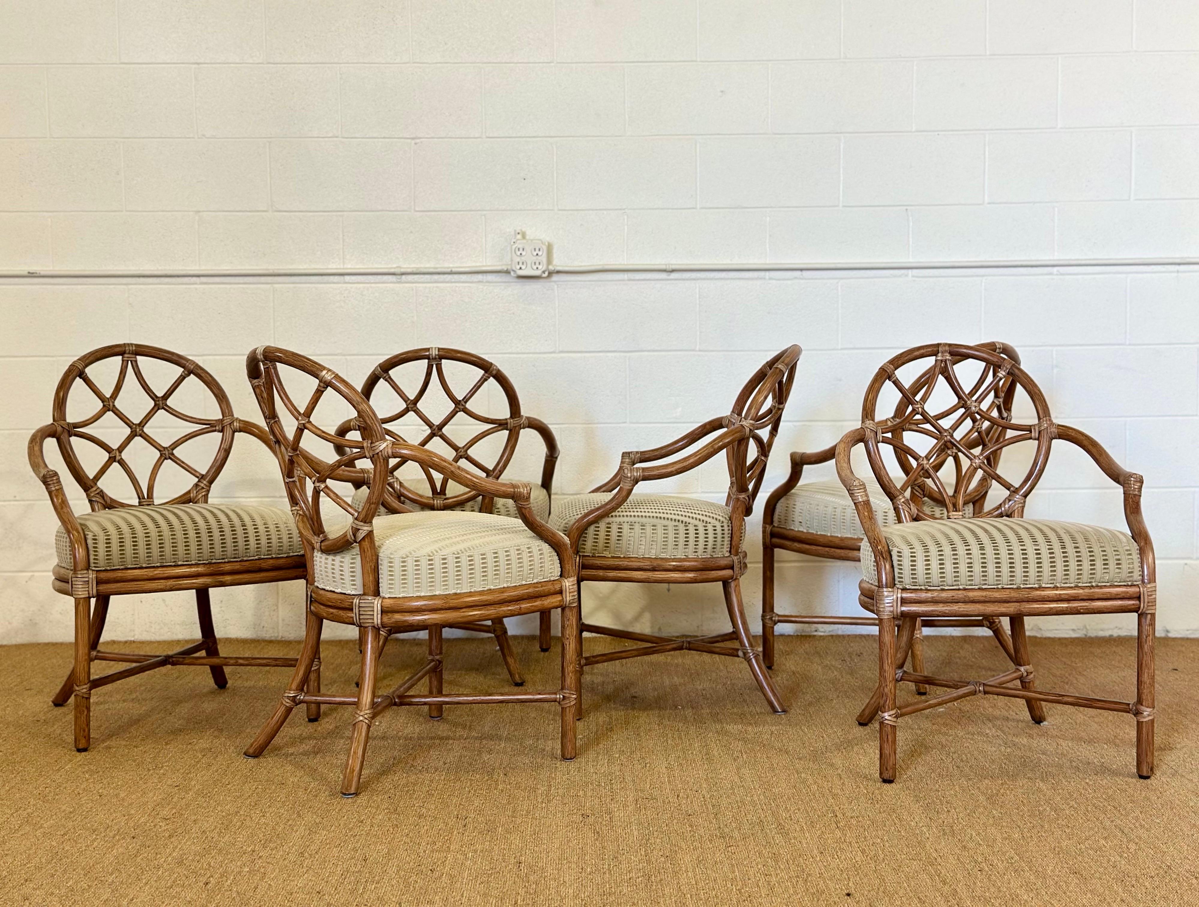 MY MODERN Chaises de salle à manger modernes en rotin à dossier ovale en treillis - Lot de 6 en vente 4