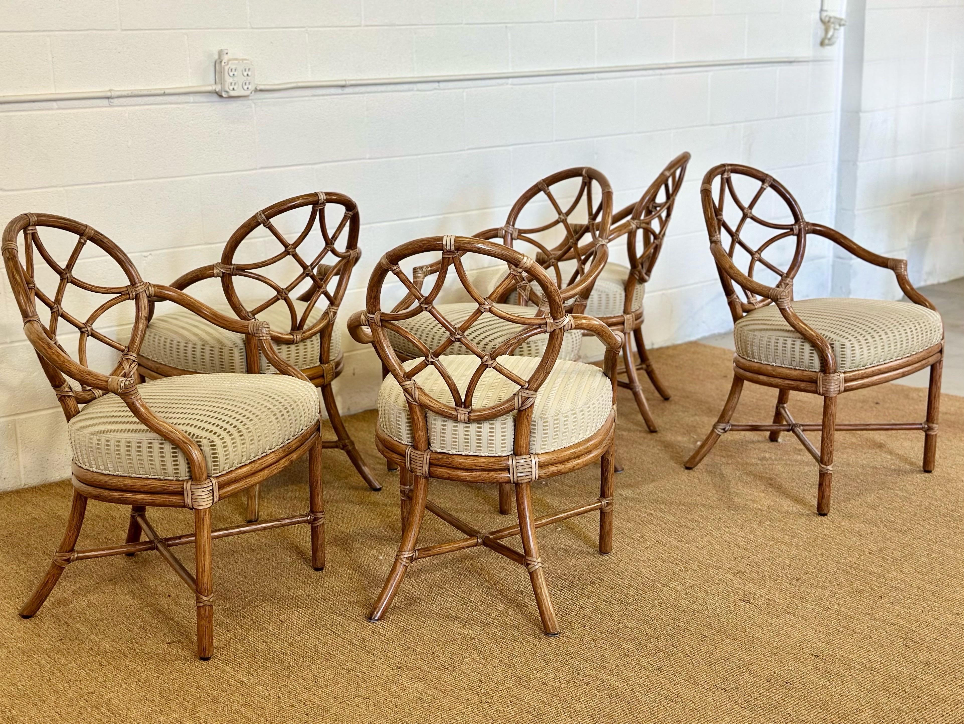 MY MODERN Chaises de salle à manger modernes en rotin à dossier ovale en treillis - Lot de 6 en vente 5