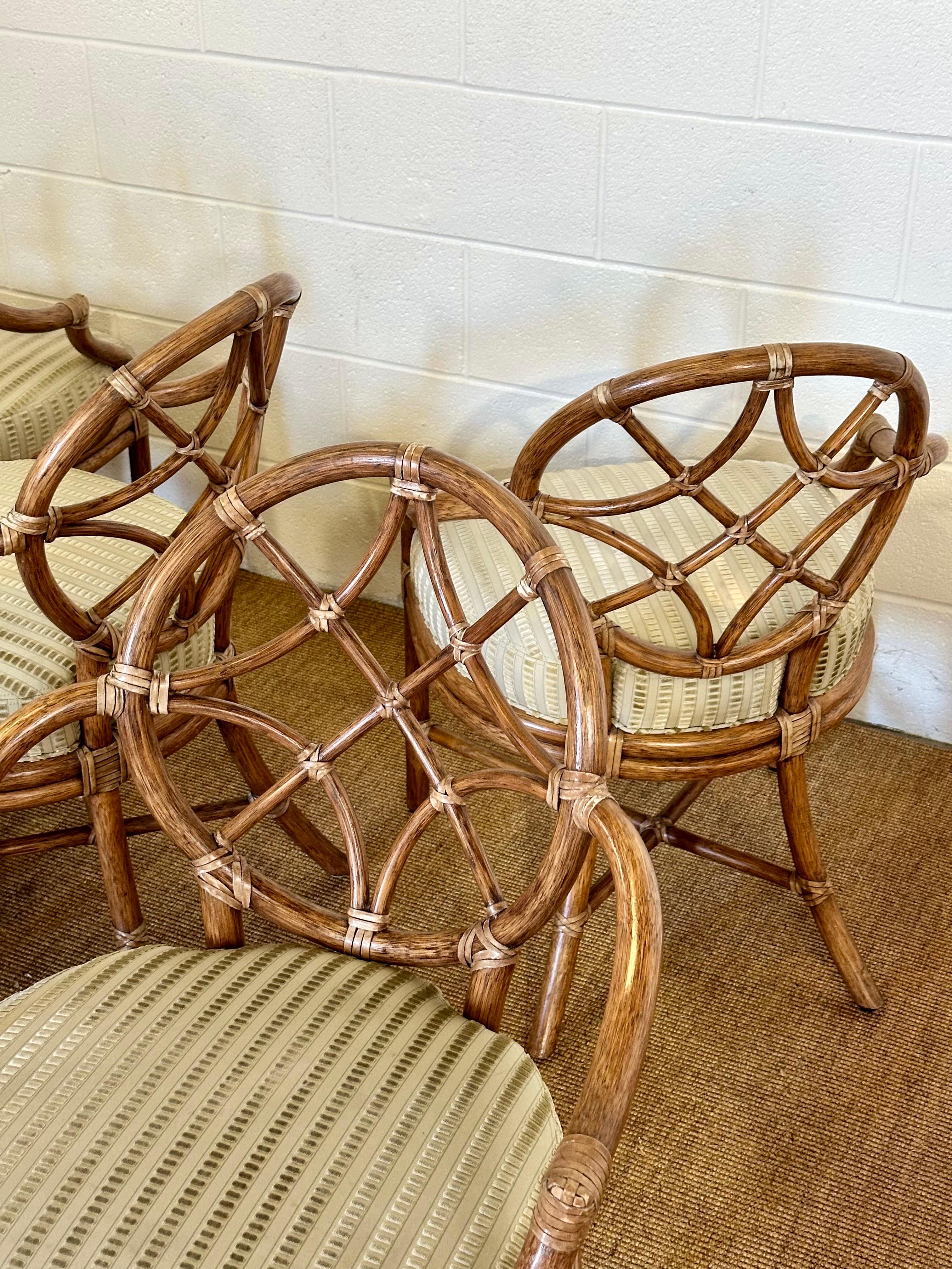MY MODERN Chaises de salle à manger modernes en rotin à dossier ovale en treillis - Lot de 6 en vente 6