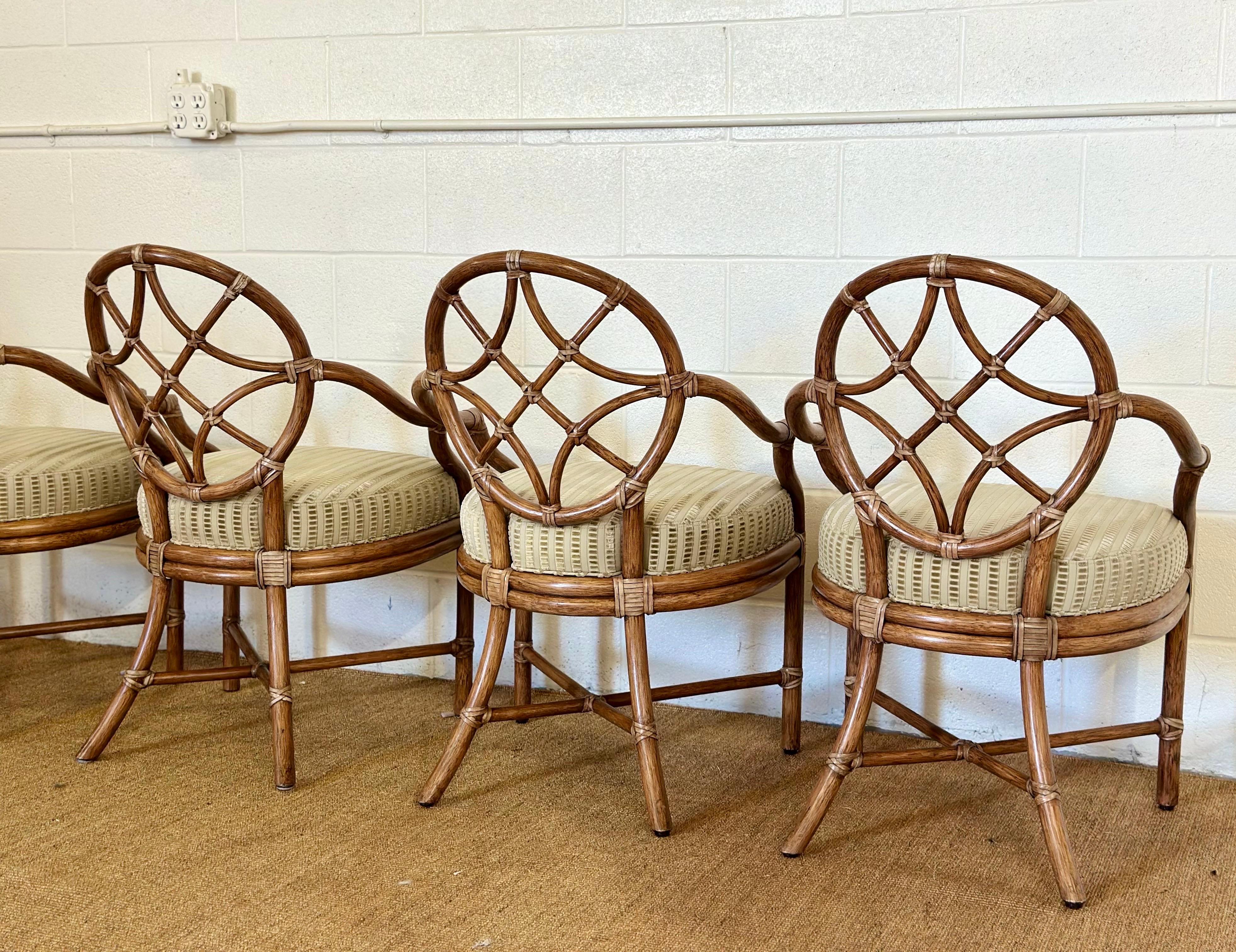 MY MODERN Chaises de salle à manger modernes en rotin à dossier ovale en treillis - Lot de 6 en vente 7