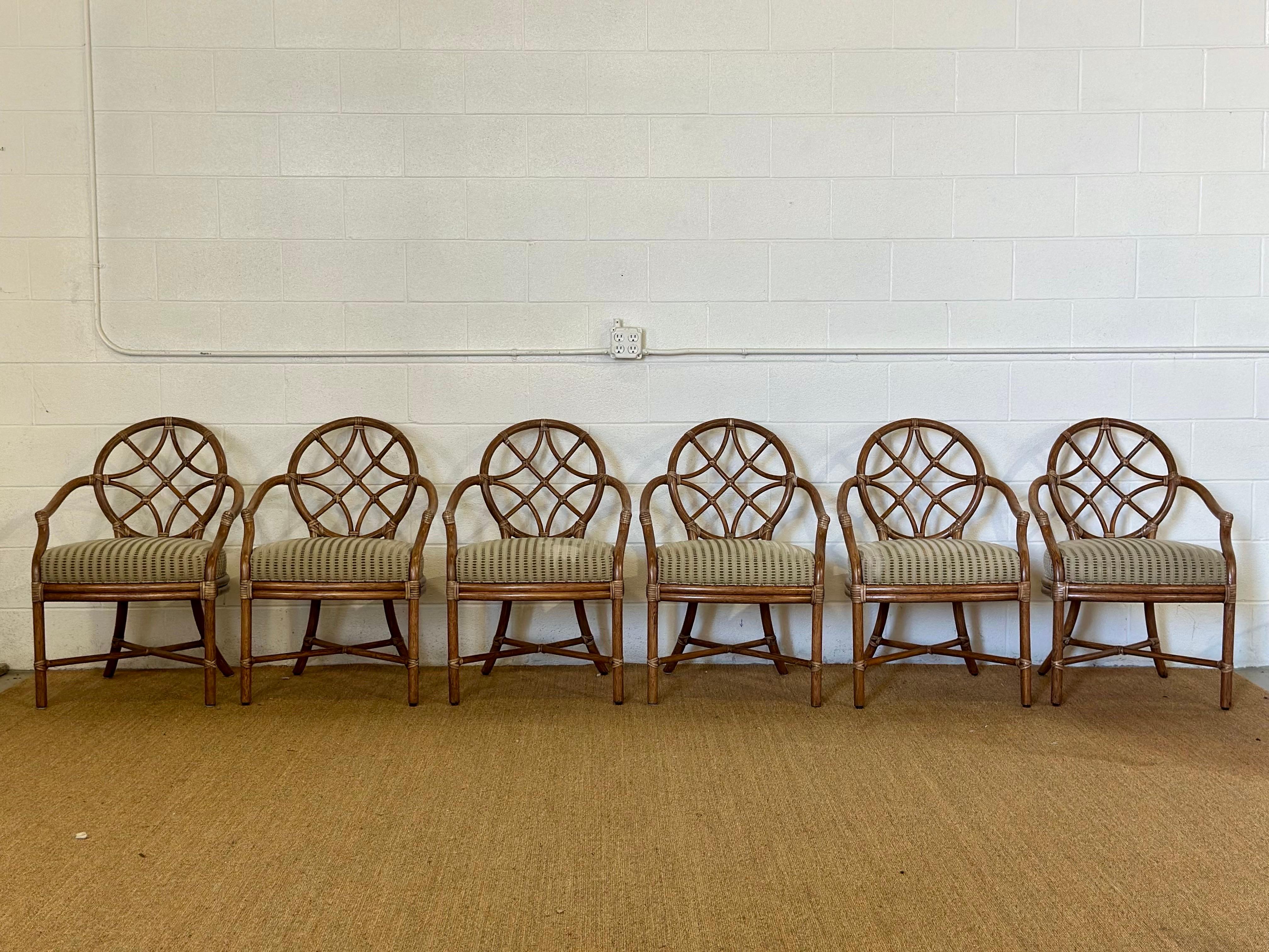 Organique MY MODERN Chaises de salle à manger modernes en rotin à dossier ovale en treillis - Lot de 6 en vente