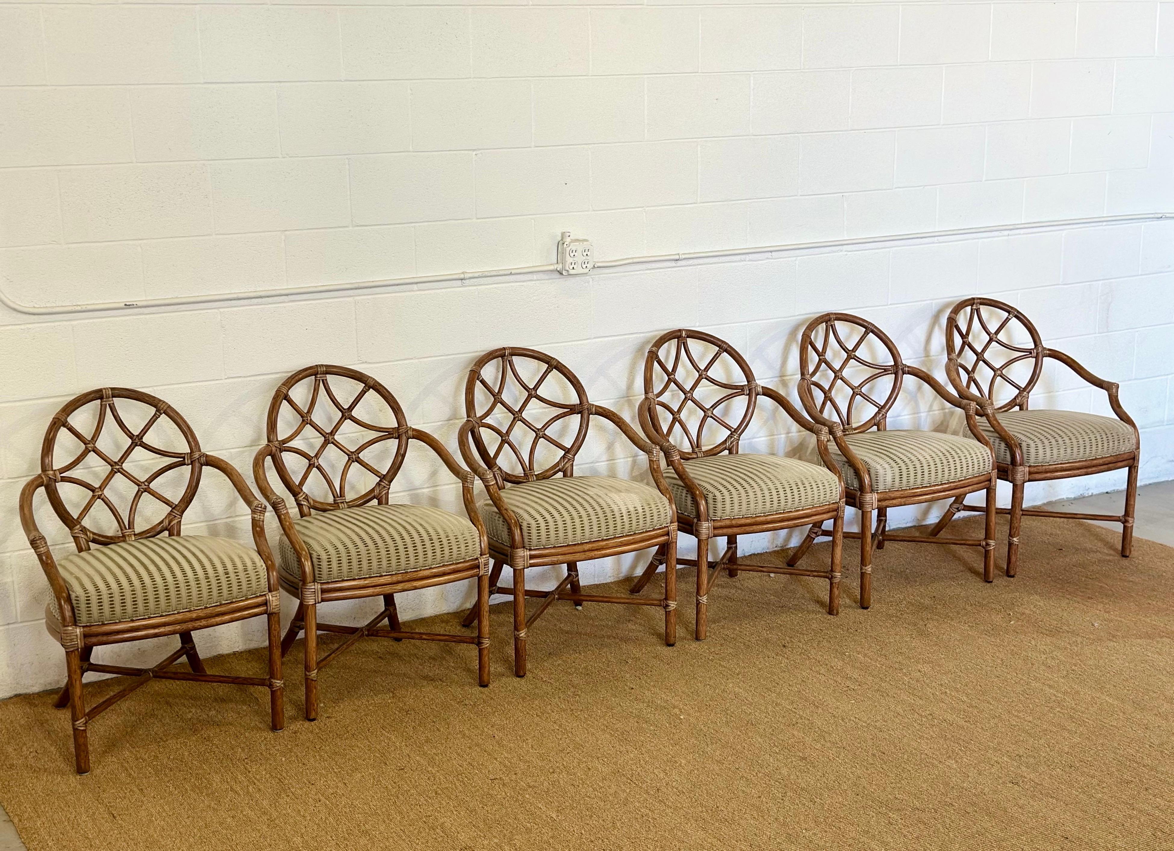 Américain MY MODERN Chaises de salle à manger modernes en rotin à dossier ovale en treillis - Lot de 6 en vente