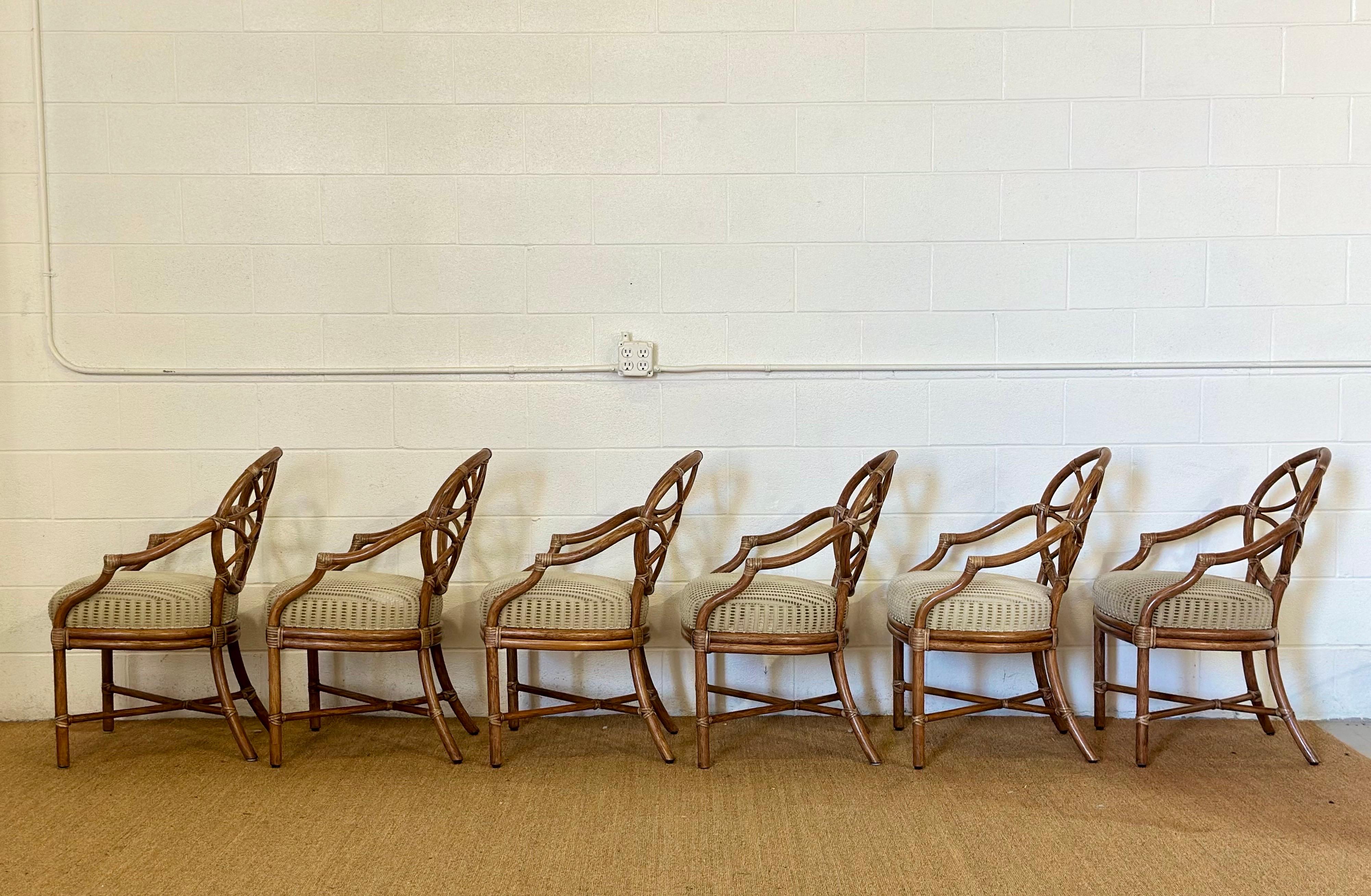 Fin du 20e siècle MY MODERN Chaises de salle à manger modernes en rotin à dossier ovale en treillis - Lot de 6 en vente