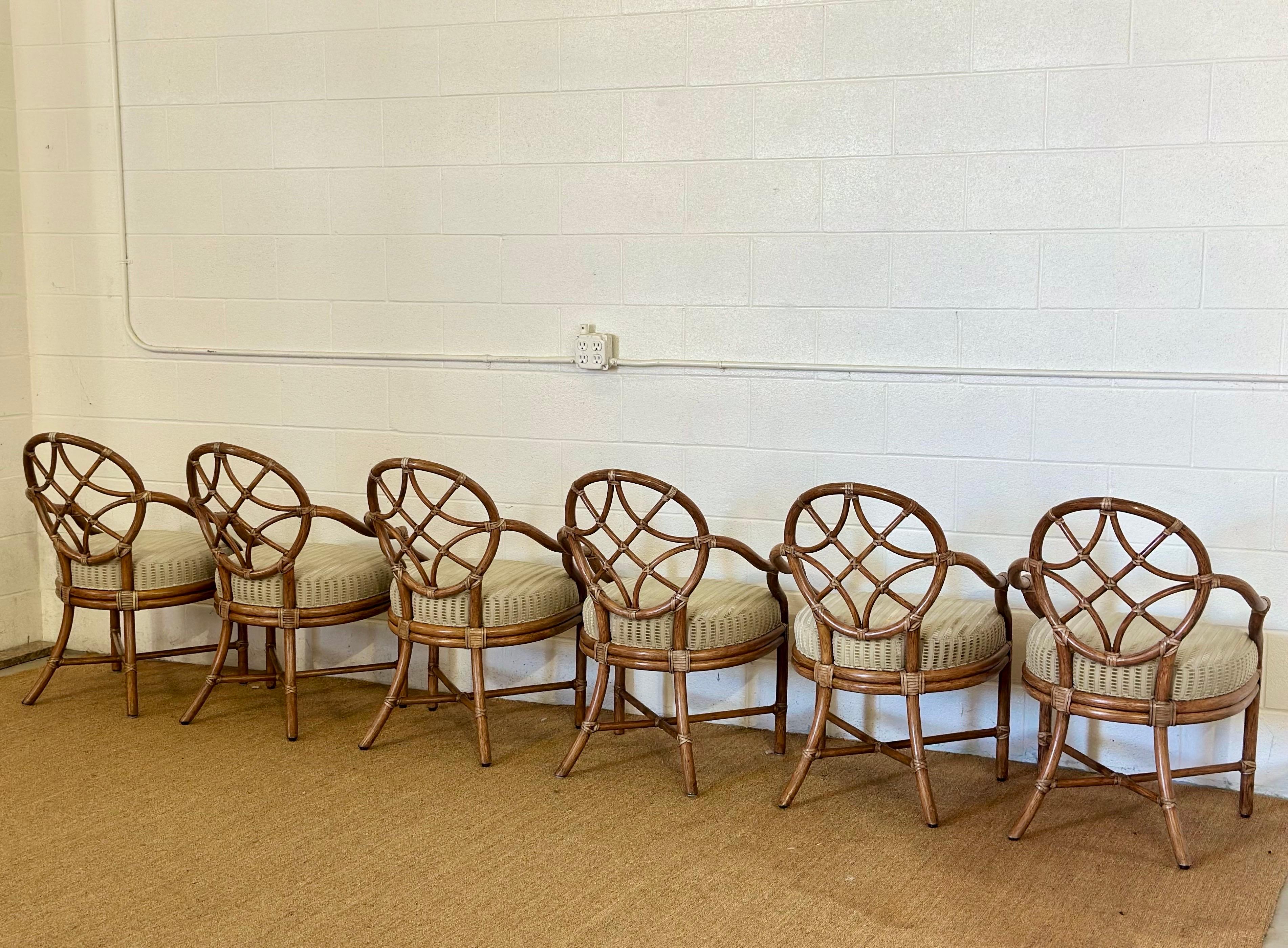 MY MODERN Chaises de salle à manger modernes en rotin à dossier ovale en treillis - Lot de 6 en vente 2