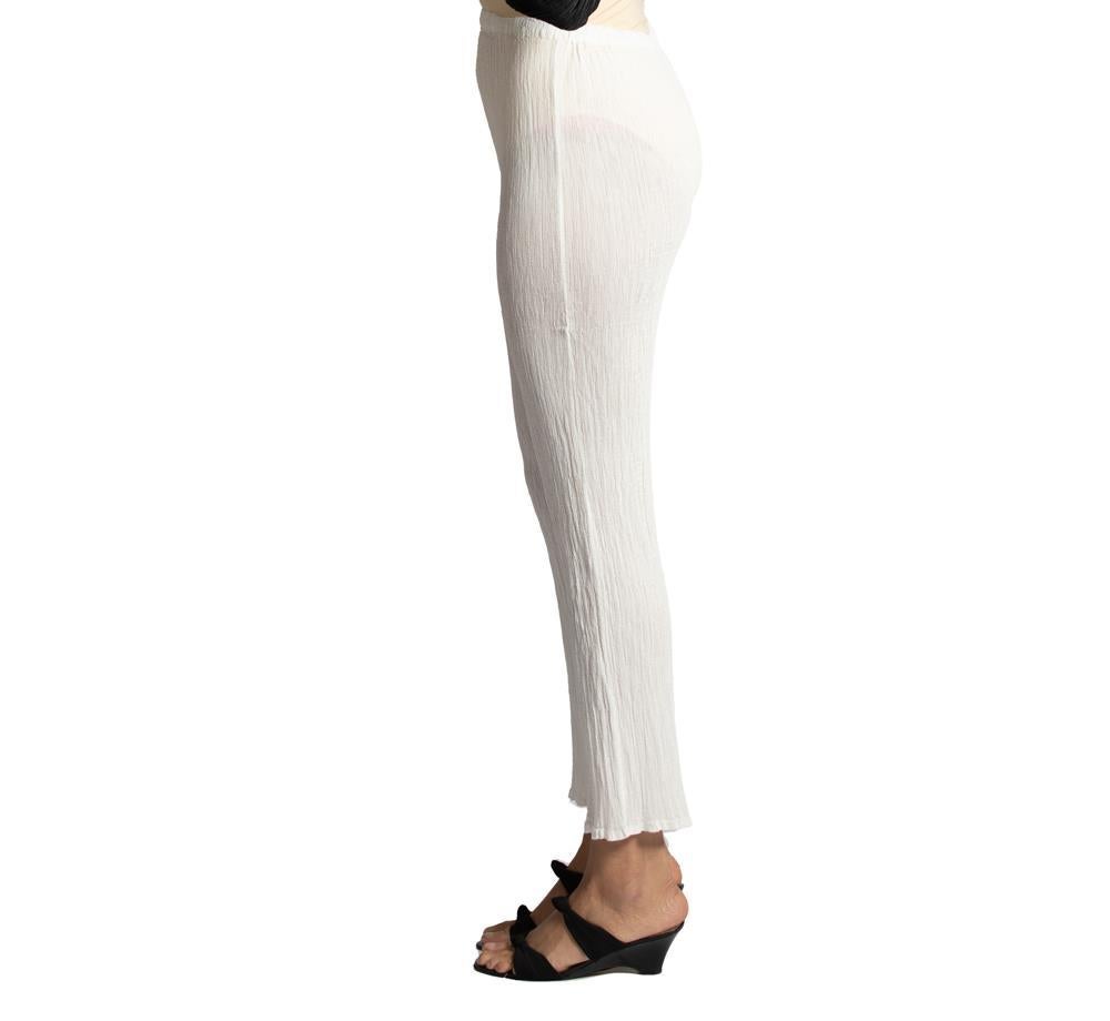 1990S ME BY ISSEY MIYAKE White Polyester Pleated Pants In Excellent Condition For Sale In New York, NY