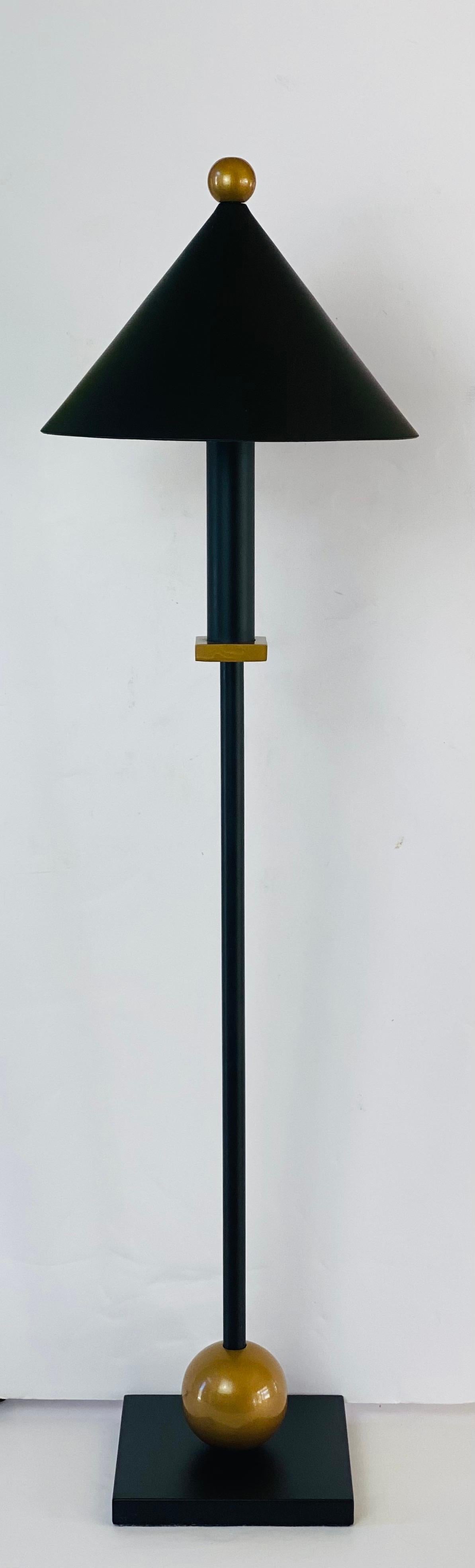 Post-Modern 1990s Memphis Style Robert Sonneman for George Kovacs Black Table Lamp