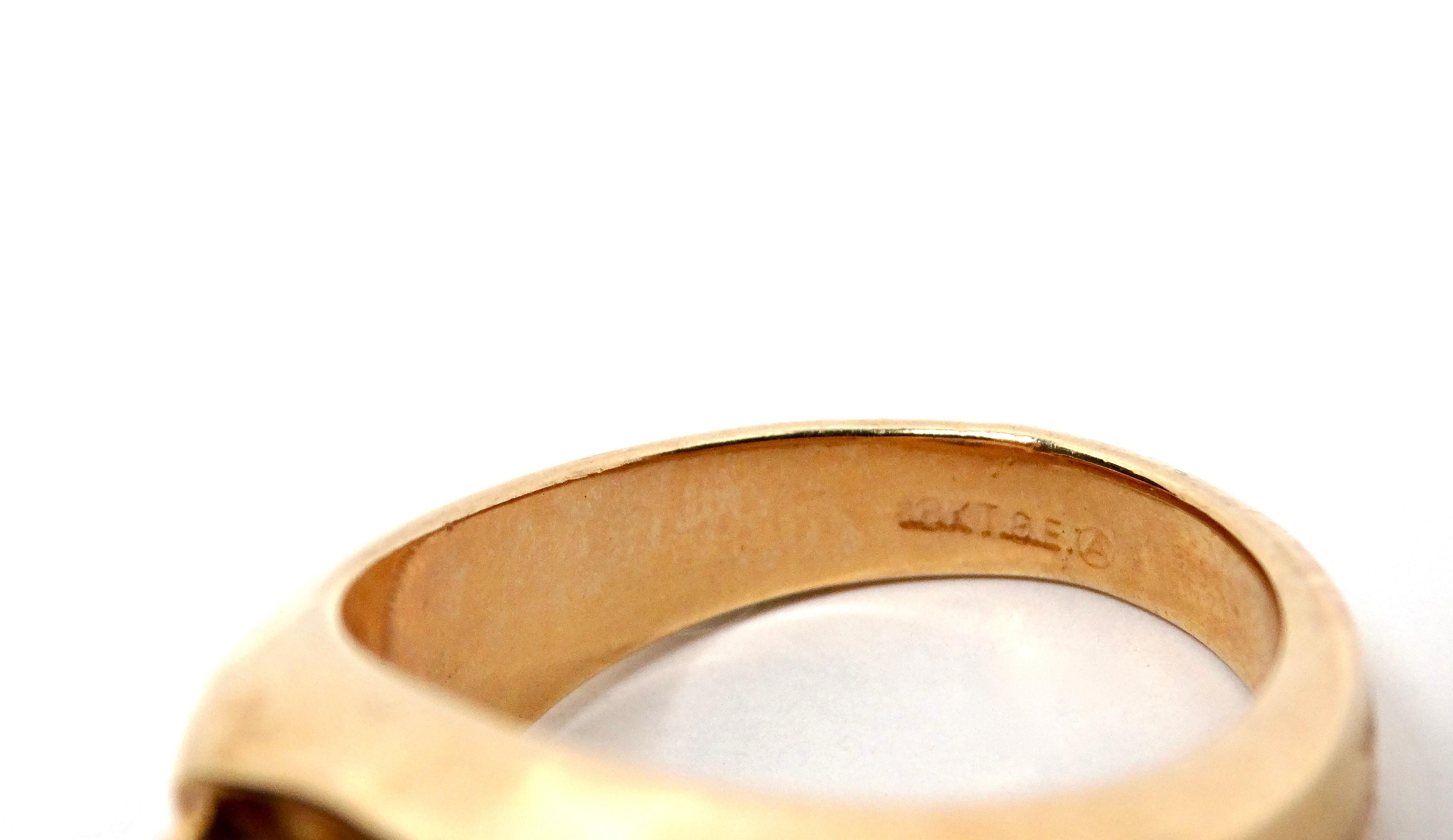 1990er Jahre Herren 18k vergoldeter Solitär-Ring aus Kristall Solitär im Angebot 1