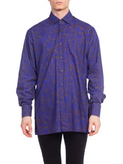 1990S Men's Hand Black Printed Medieval Cotton Shirt