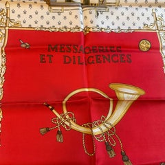 1990er Jahre "Messageries et Diligences" Carré-Schal aus Seide von Celine Paris