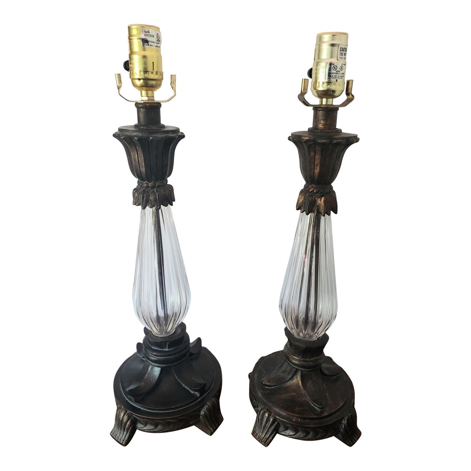 Pair of hand made Ceramic and glass lamps by Michael Berman.
Lamps measure 7.25