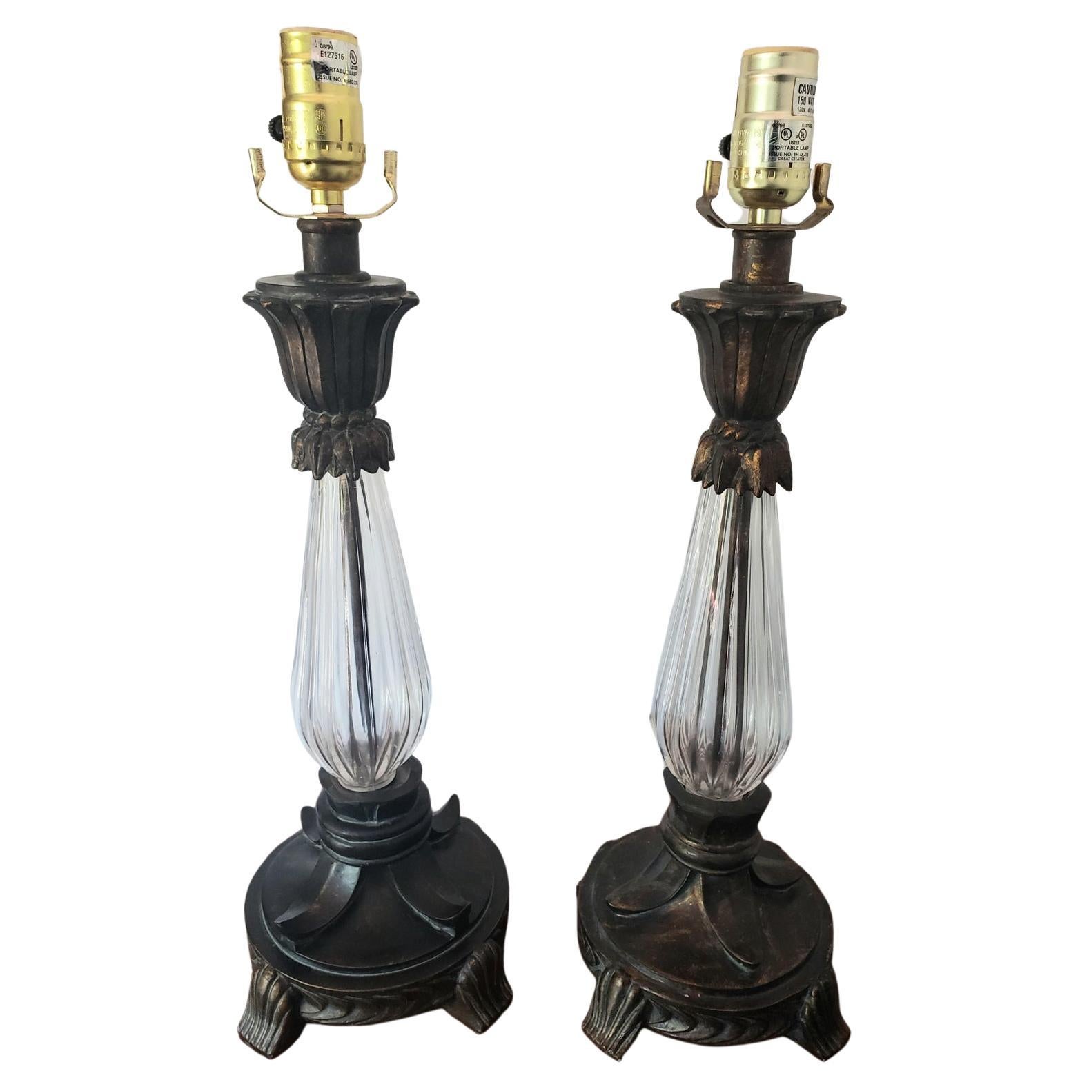 1990s Michael Berman Hand Made Ceramic and Glass Lamps a Pair For