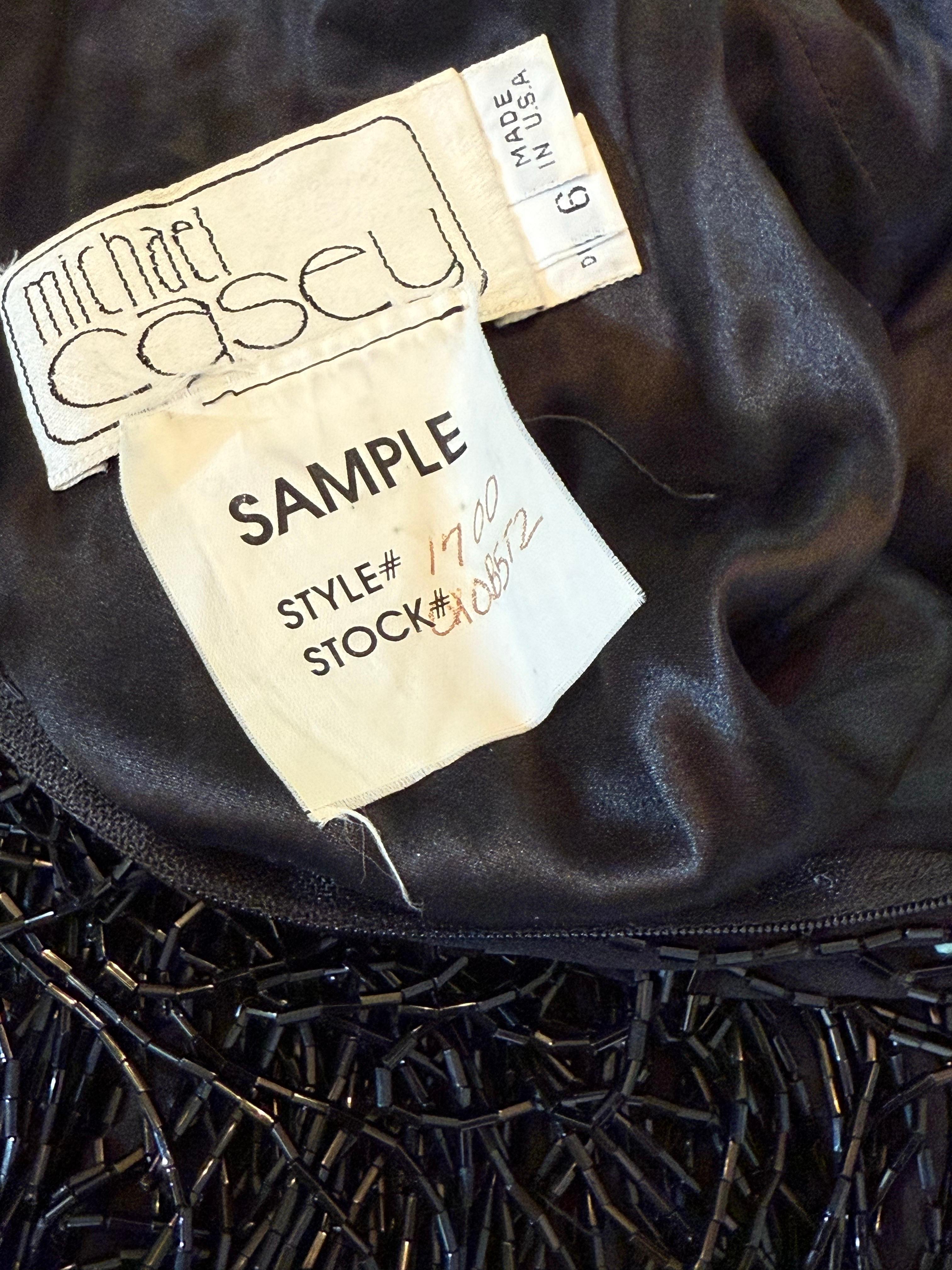Michael Casey de los años 90 Mini vestido halter negro con abalorios y cristales y flecos en venta 9