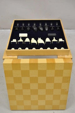 1990s Michael Graves Postmodern Chess & Checkers Set Maple Wood Modern Board