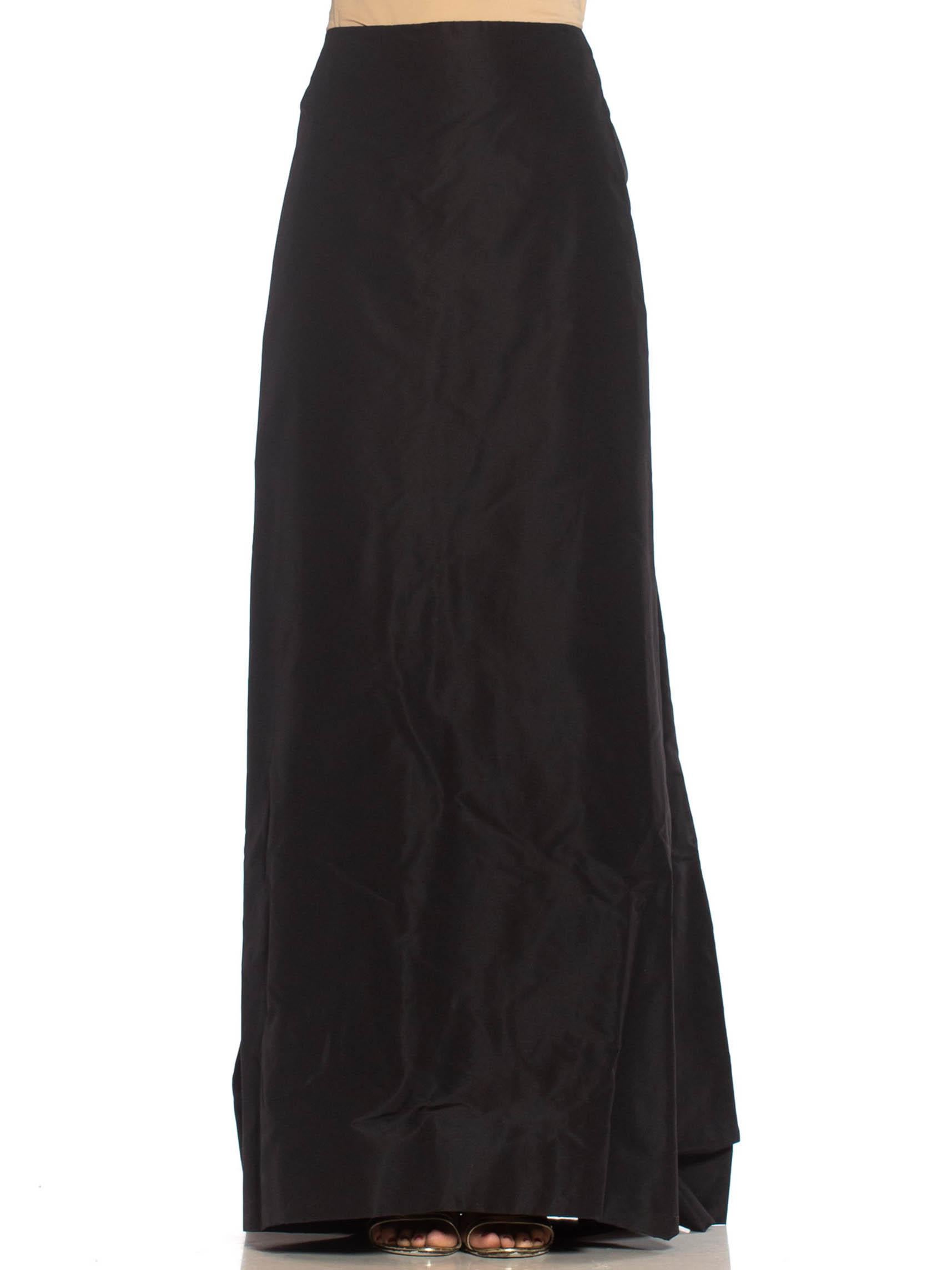 Women's 1990S MICHAEL KORS Black Silk Taffeta Trained Evening Skirt NWT For Sale