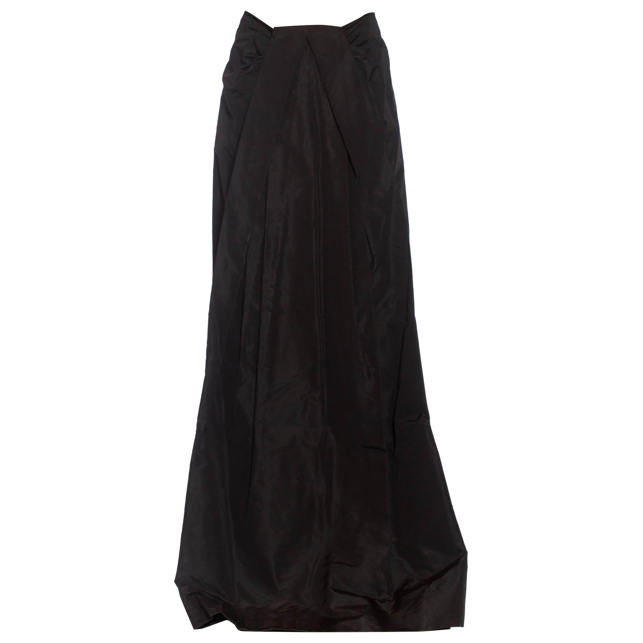1990S MICHAEL KORS Black Silk Taffeta Trained Evening Skirt NWT For Sale