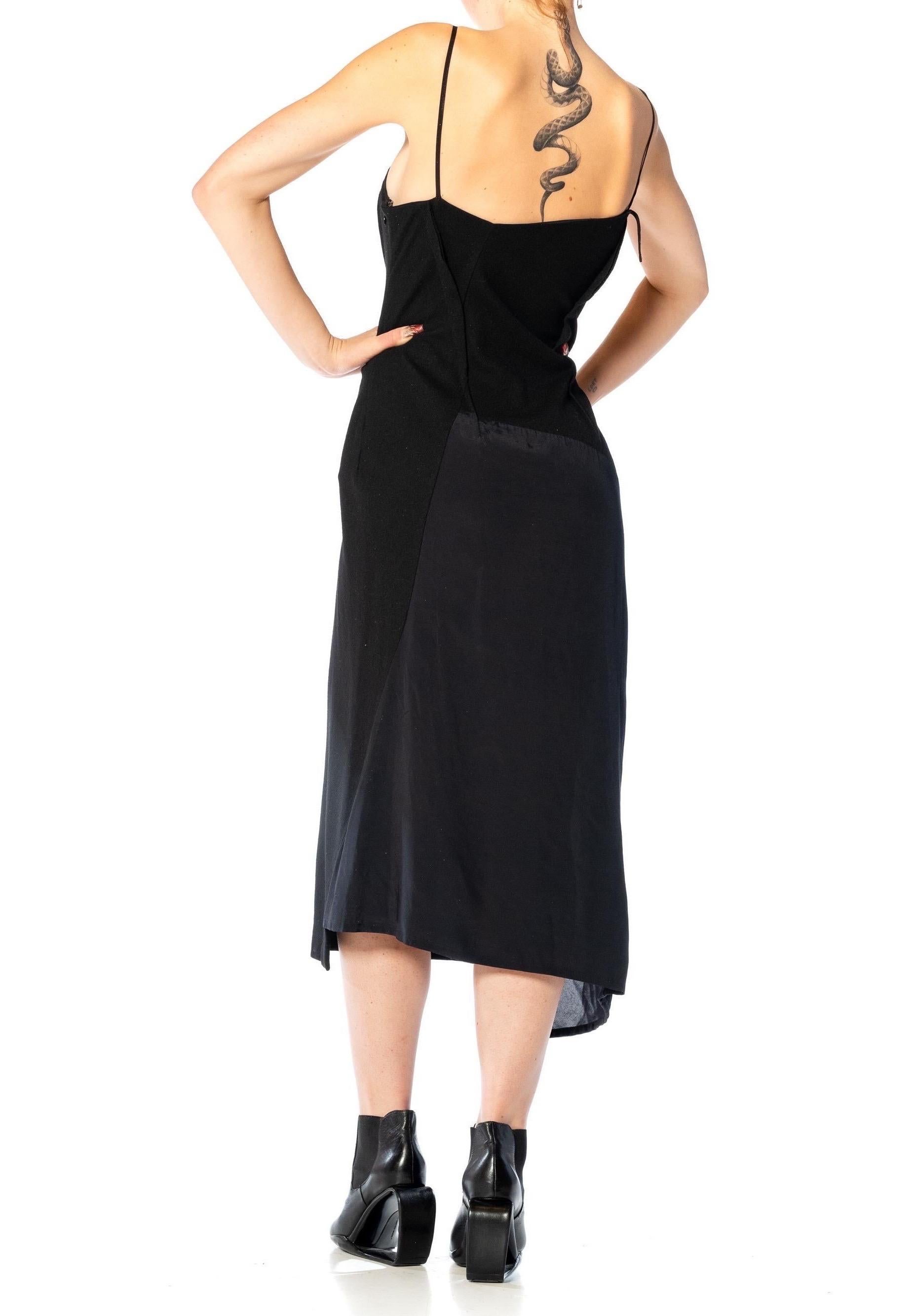 1990S MICHIKO Y’S Black Wool Jersey Dress With Velvet Panel For Sale 7