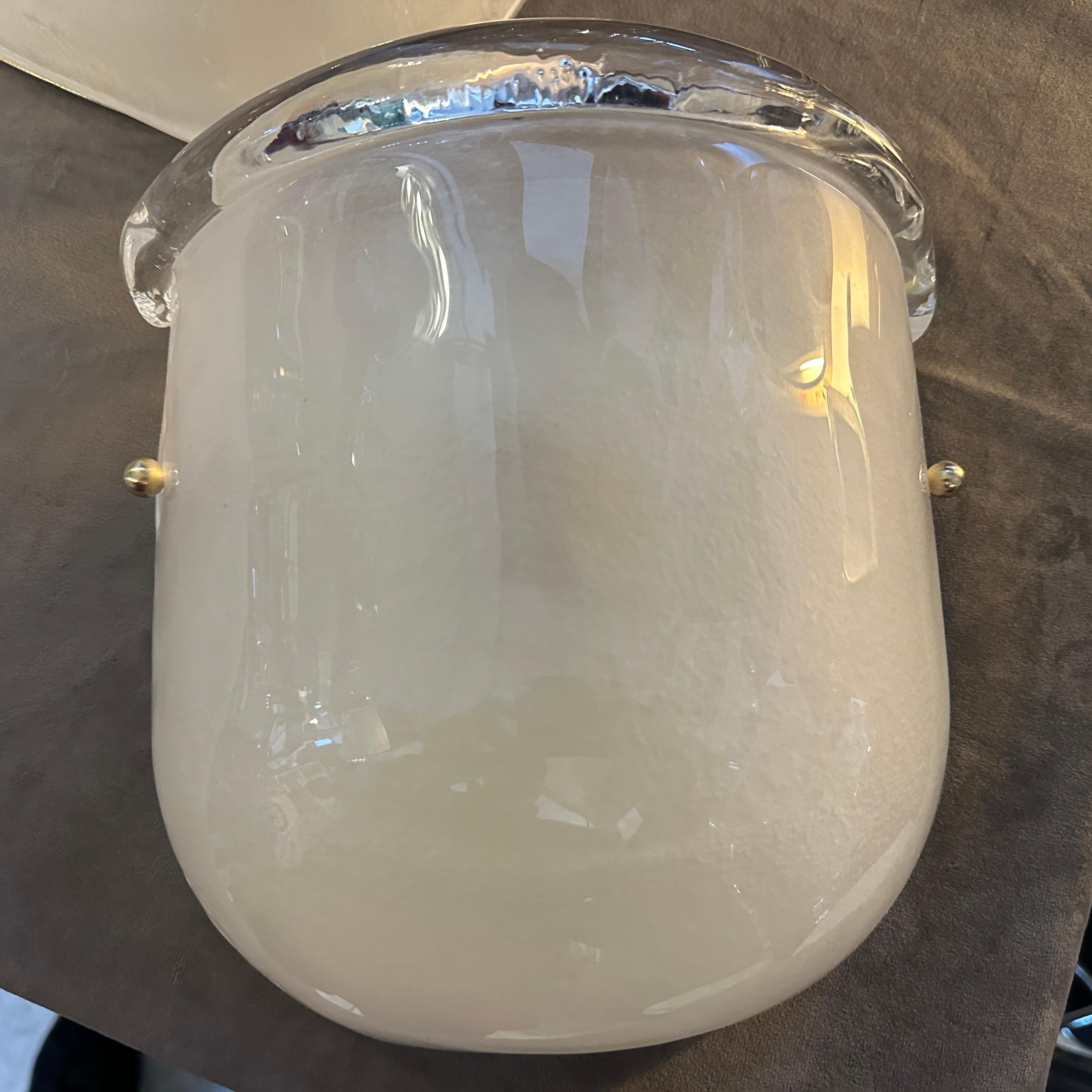 1990er Jahre Mid-Century Modern Barovier Stil Murano Glas und Messing Wandleuchter im Angebot 3