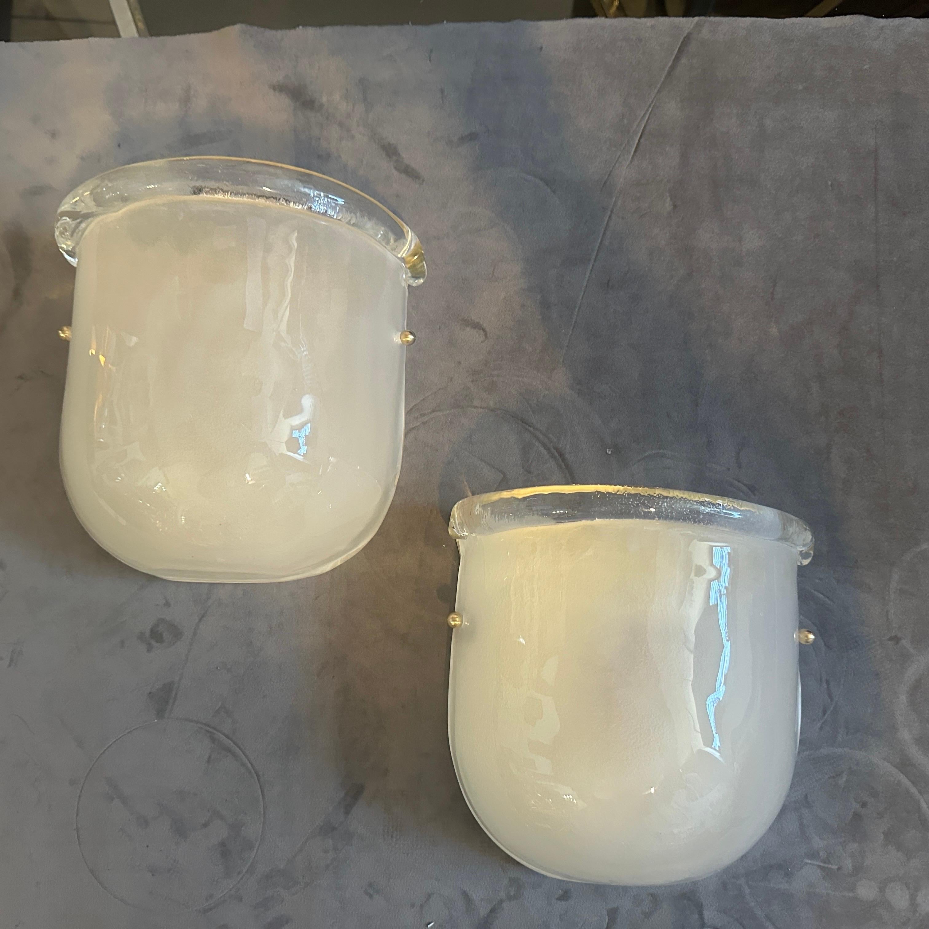 Apliques de pared de latón y cristal de Murano estilo Barovier de mediados de siglo XX en venta 4