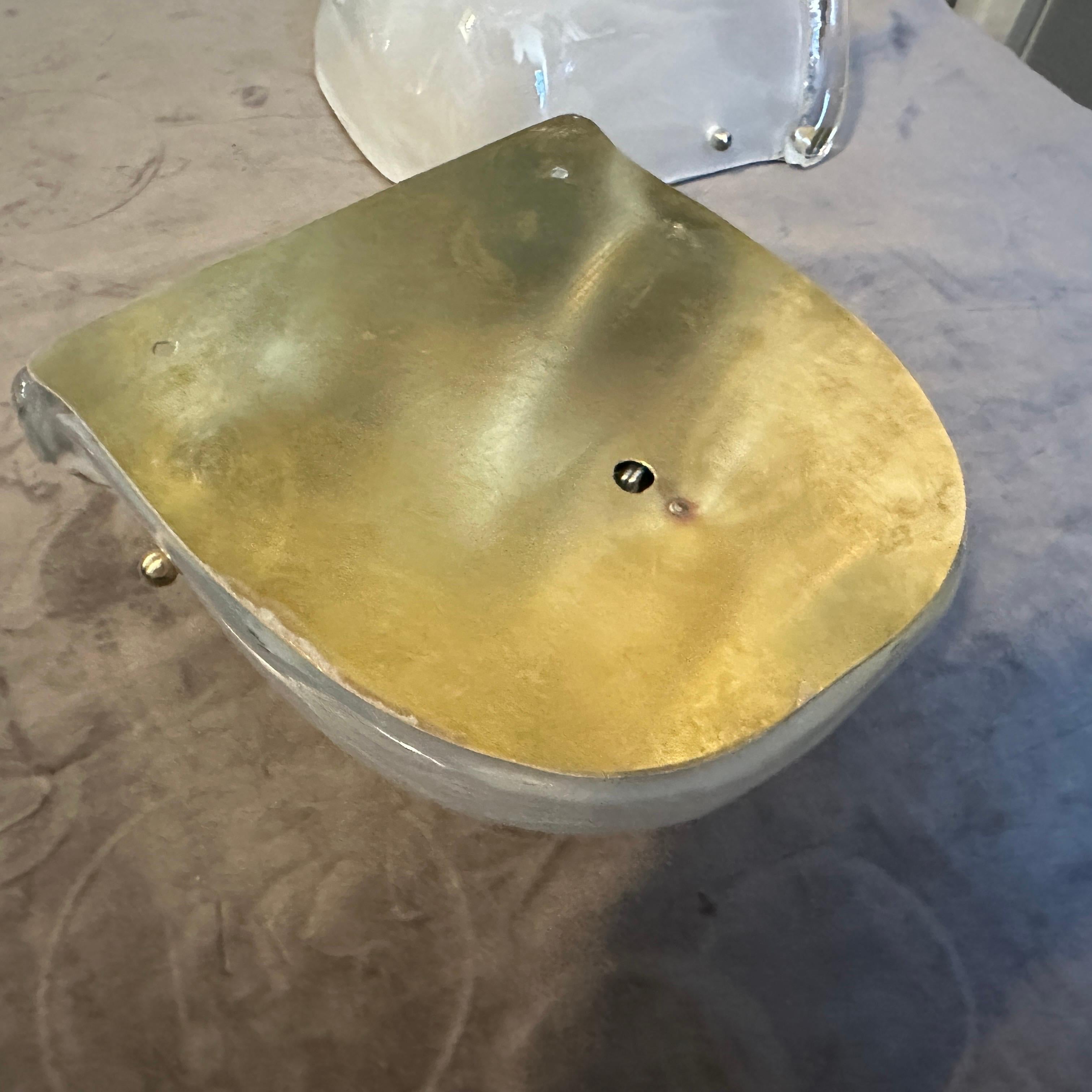 Apliques de pared de latón y cristal de Murano estilo Barovier de mediados de siglo XX en Excelente estado para la venta en Aci Castello, IT