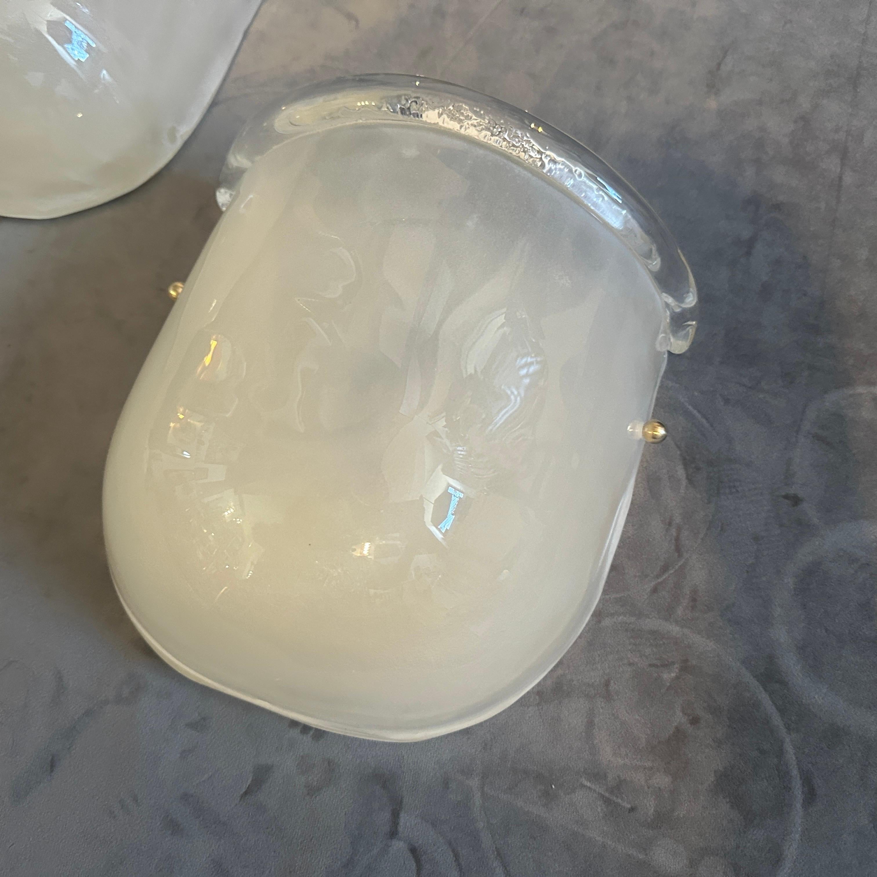 Apliques de pared de latón y cristal de Murano estilo Barovier de mediados de siglo XX Latón en venta