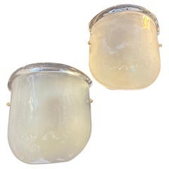 1990s Mid-Century Modern Barovier Style Murano Glass and Brass Wall Sconces