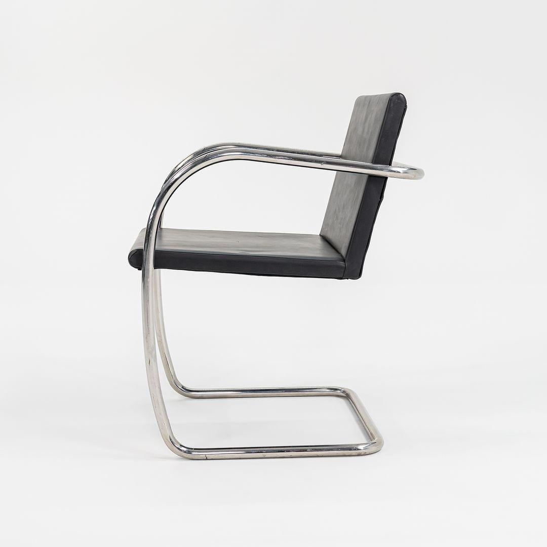 1990er Mies van der Rohe für Knoll Röhrenstuhl Brno mit dünnem Pad in Leder im Angebot 3