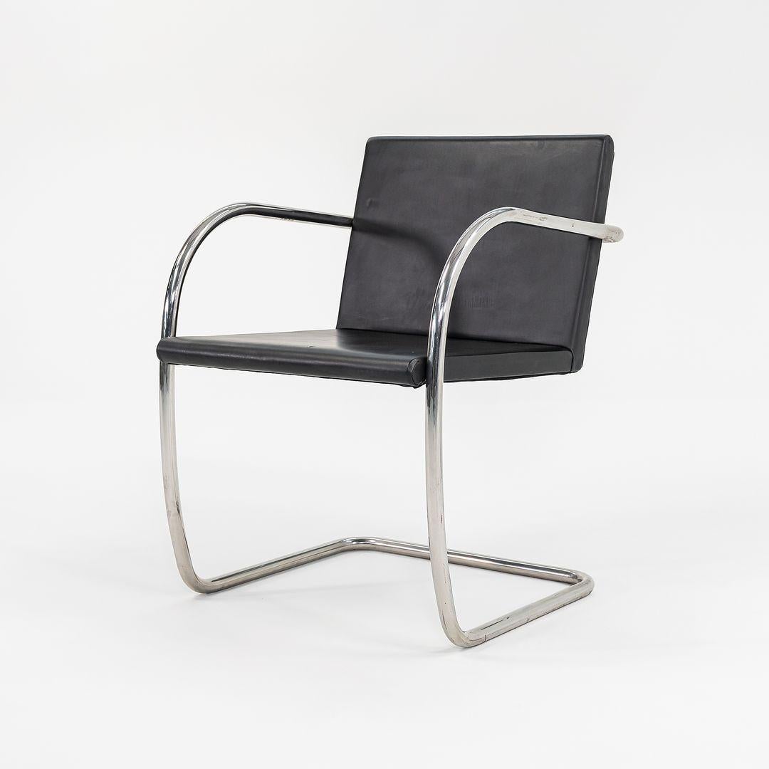 1990er Mies van der Rohe für Knoll Röhrenstuhl Brno mit dünnem Pad in Leder im Angebot 4