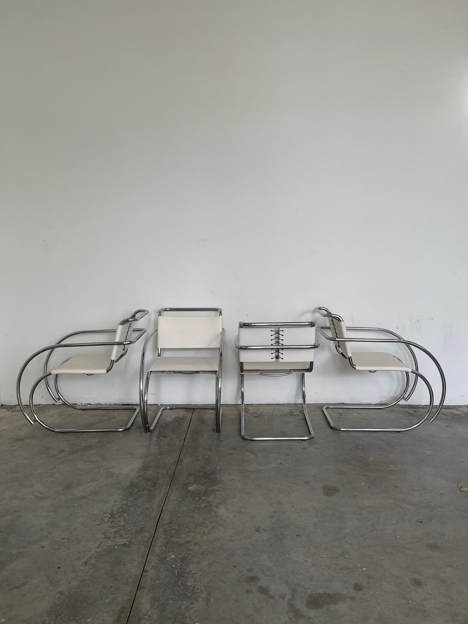 Metal 1990's Mies Van Der Rohe MR20 Armchairs