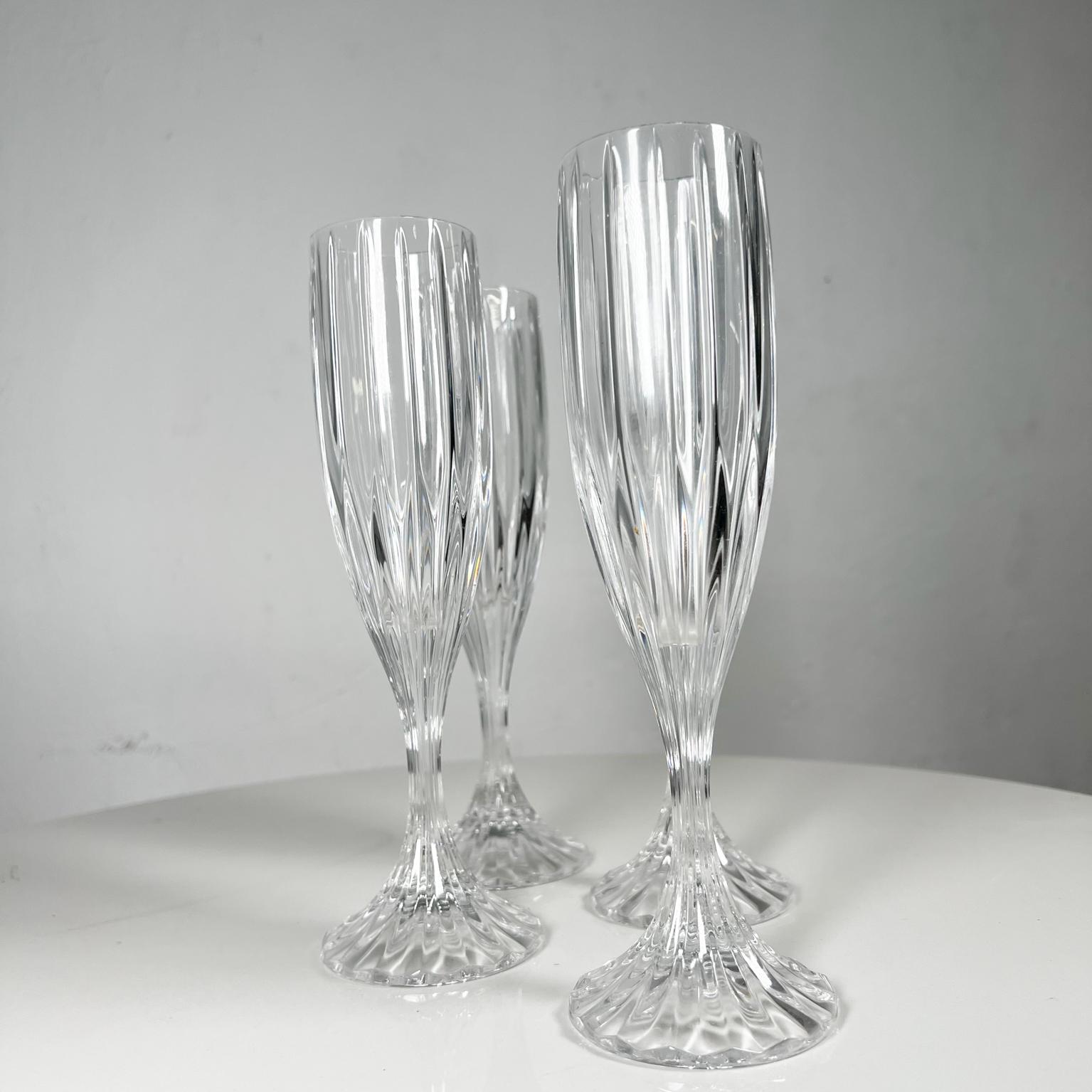 1990s Mikasa Set of Four Park Lane Champagne Fluted Crystal Glasses 8