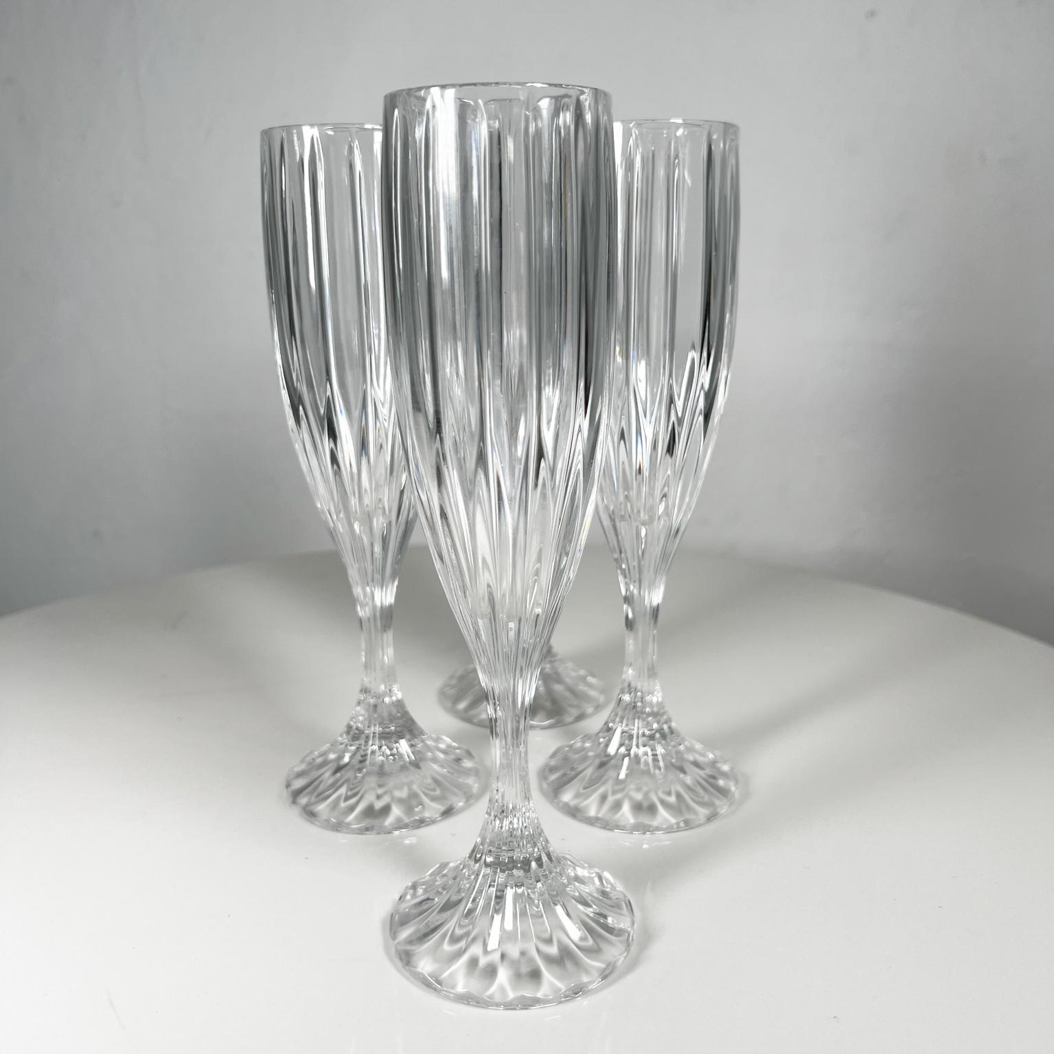 1990s Mikasa Set of Four Park Lane Champagne Fluted Crystal Glasses 1
