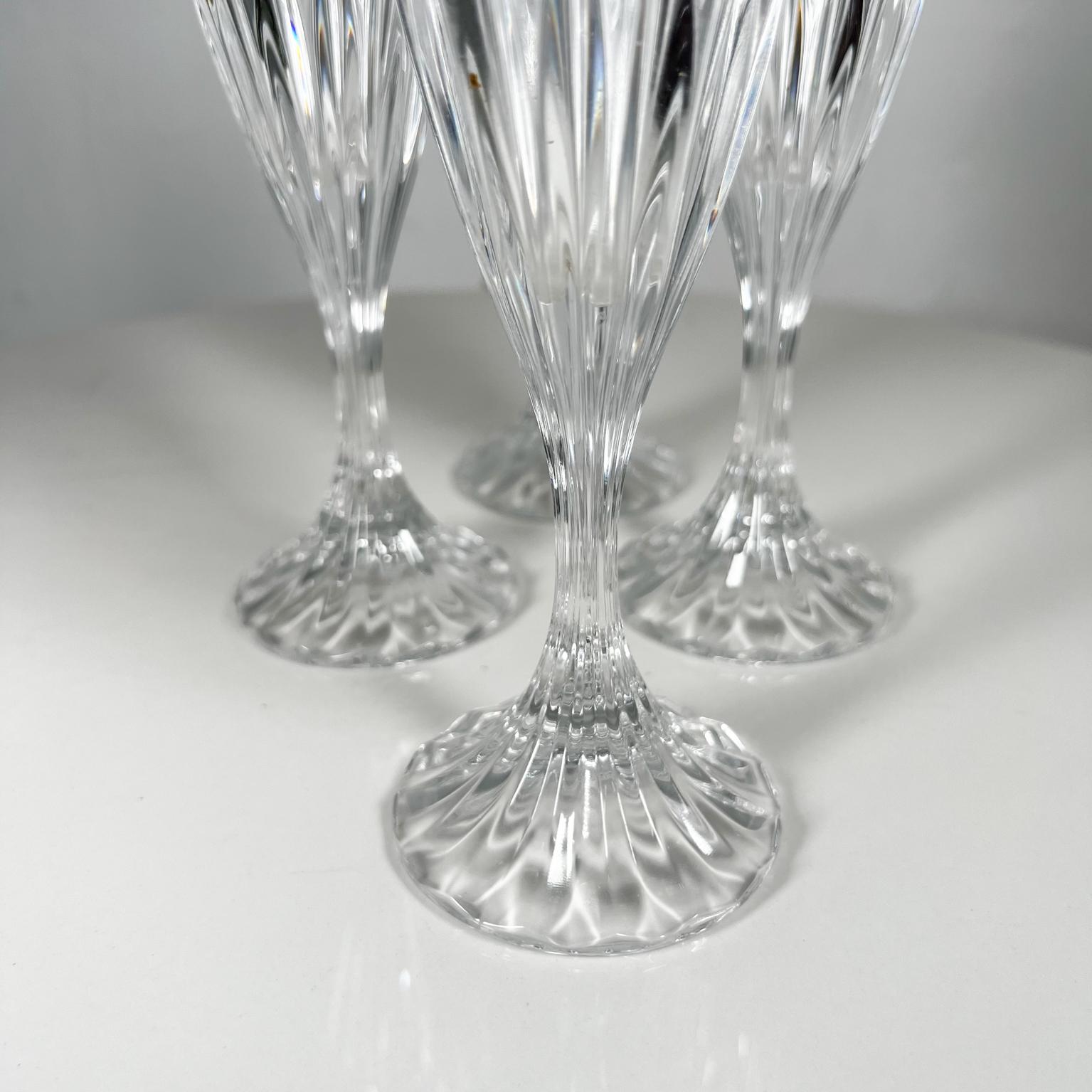 1990s Mikasa Set of Four Park Lane Champagne Fluted Crystal Glasses 3