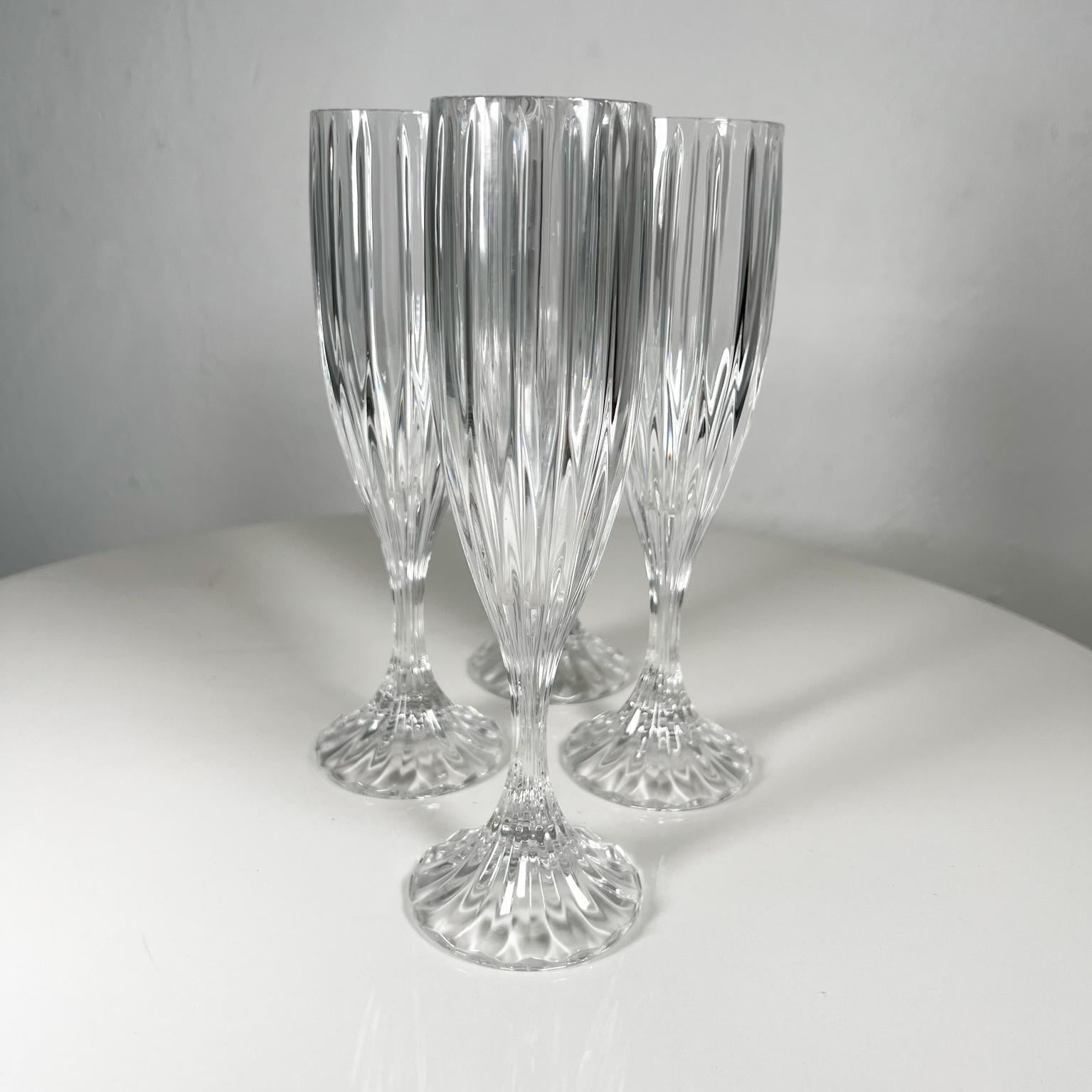 1990s Mikasa Set of Four Park Lane Champagne Fluted Crystal Glasses 4
