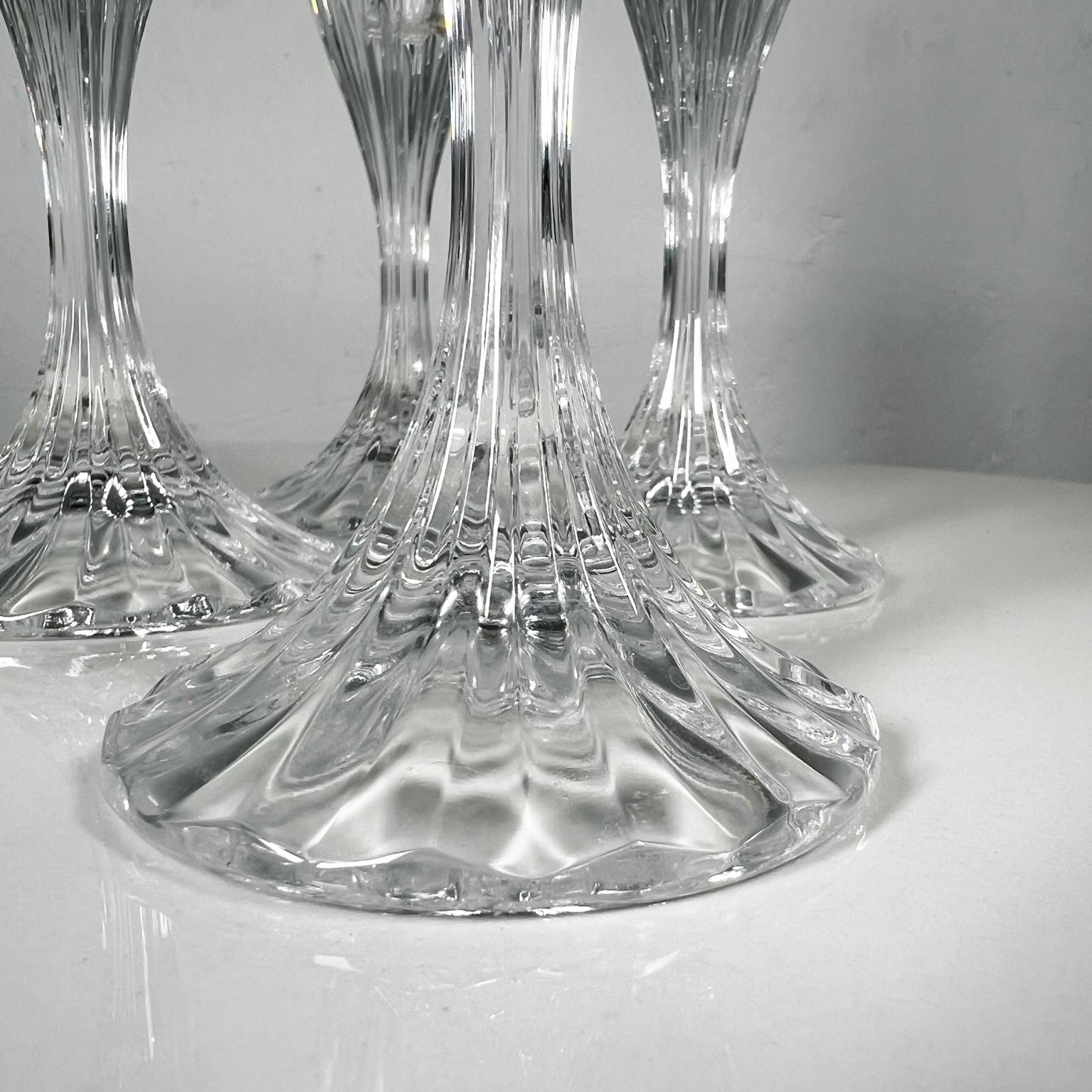 1990s Mikasa Set of Four Park Lane Champagne Fluted Crystal Glasses 7