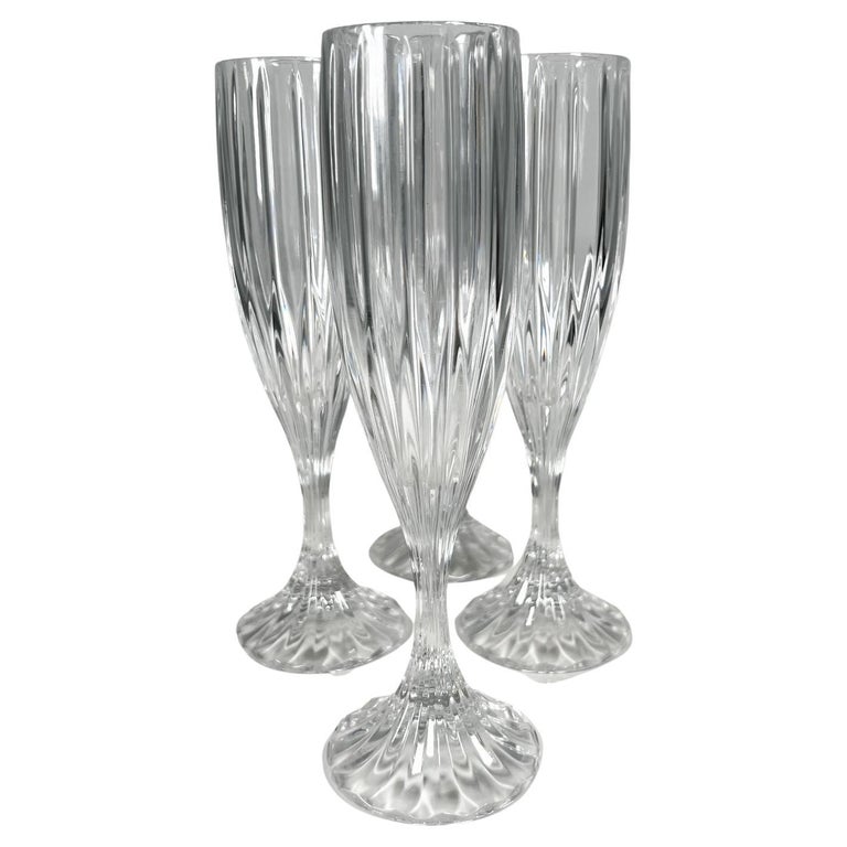 1990s Mikasa Set of Four Park Lane Champagne Fluted Crystal Glasses For