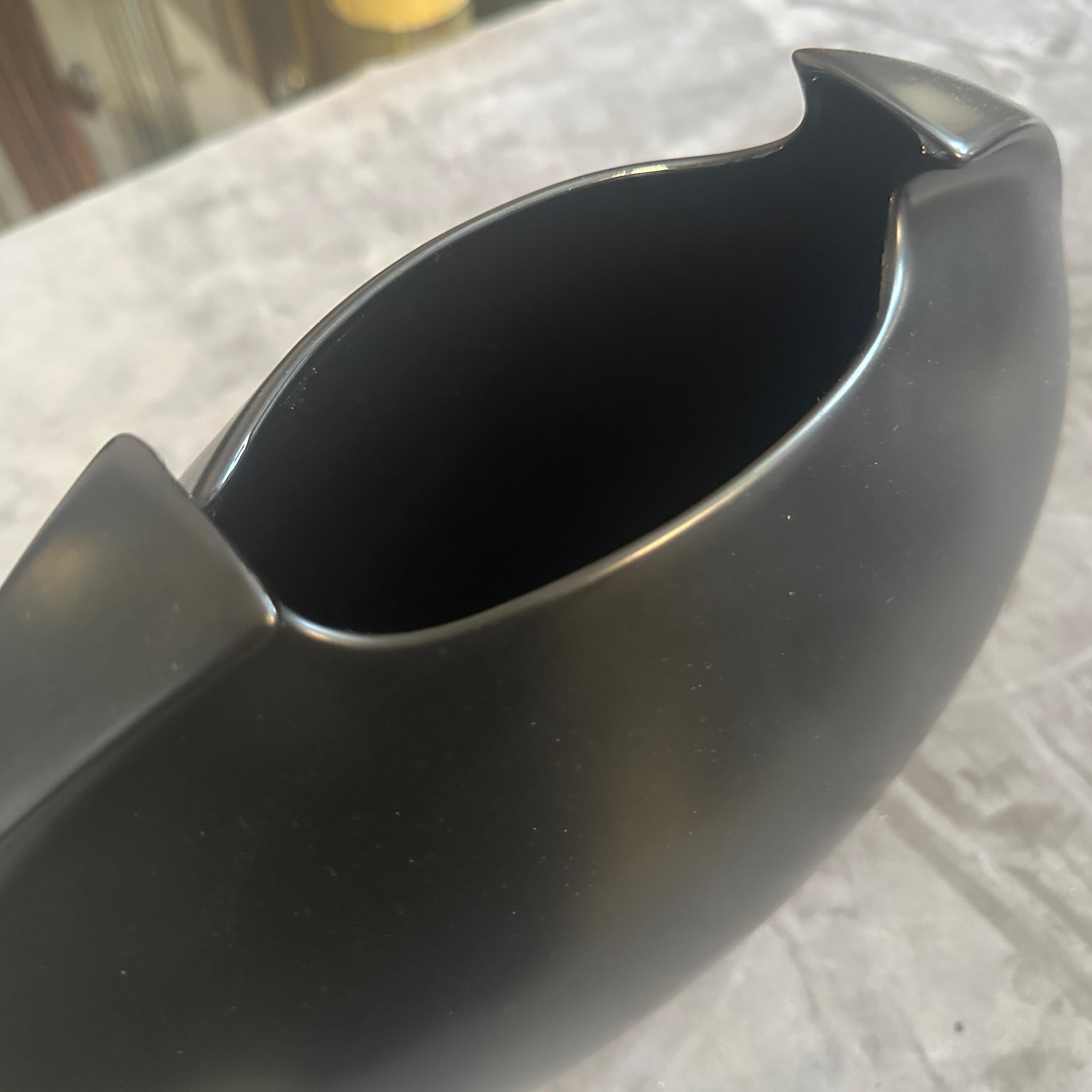 20th Century 1990s Minimalist Black Porcelain Tasca Huge Vase by Lino Sabattini for Rosenthal For Sale